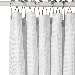 Linerless Waterproof Waffle Weave Fabric Shower Curtain - TPU Laminated Bathroom Curtain with 12 Rustproof Metal Hooks, 100% Water-Resistant & No Liner Needed, Machine Washable, 72x72 inches(White)