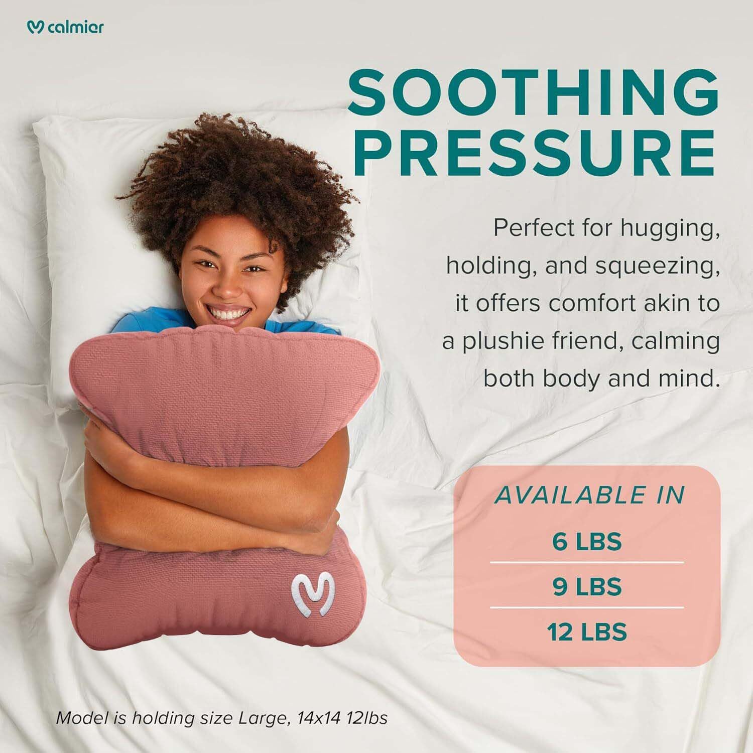 Calmier 9 Lb Weighted Sensory Pillow - Ultra-Plush, Machine Washable For Relaxation & Focus, Adults & Kids