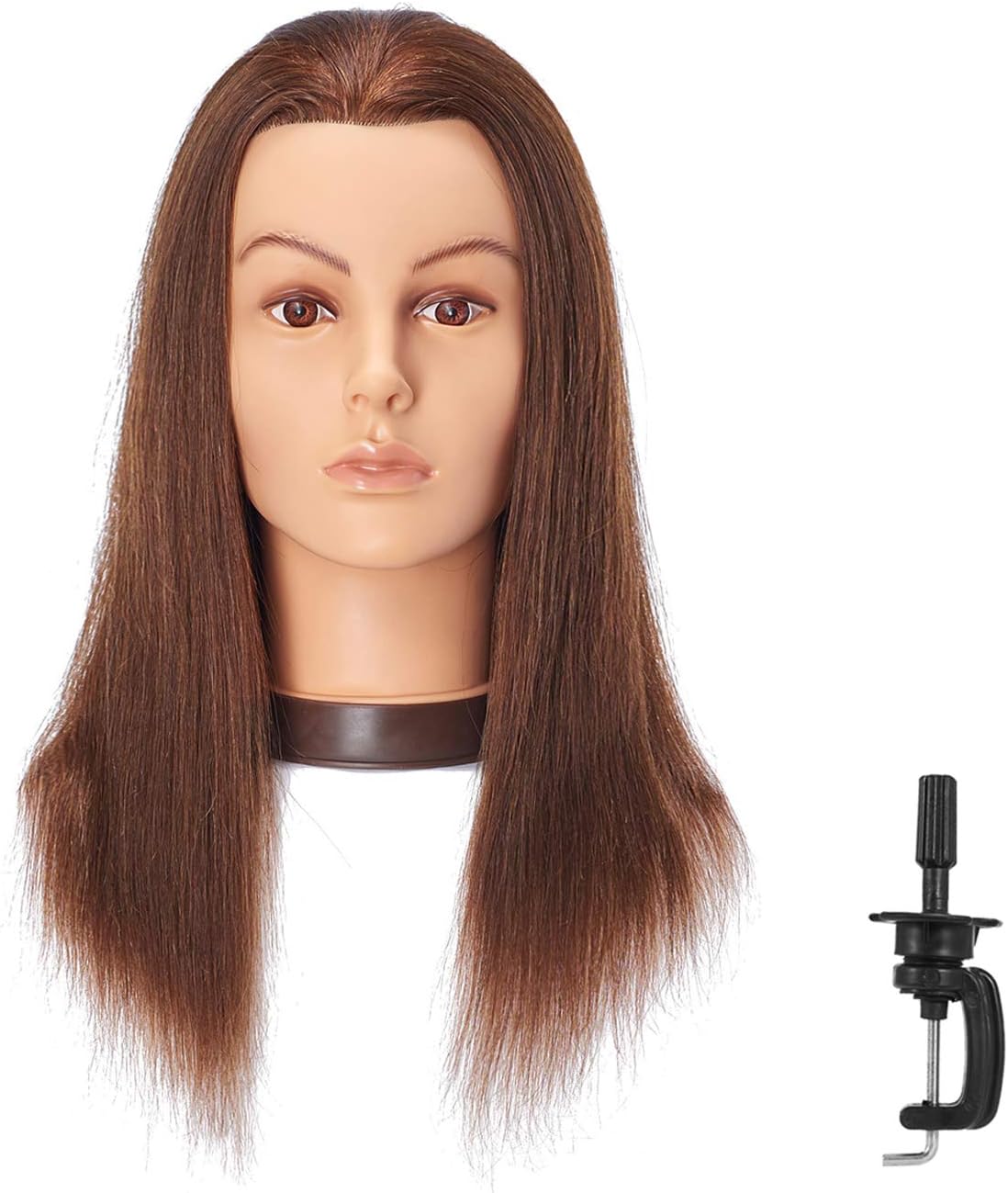 20-22'' Mannequin Head With Human Hair Styling Training Head Dolls for Cosmetology Manikin Maniquins Practice Head with Stand (9926LB0414H)
