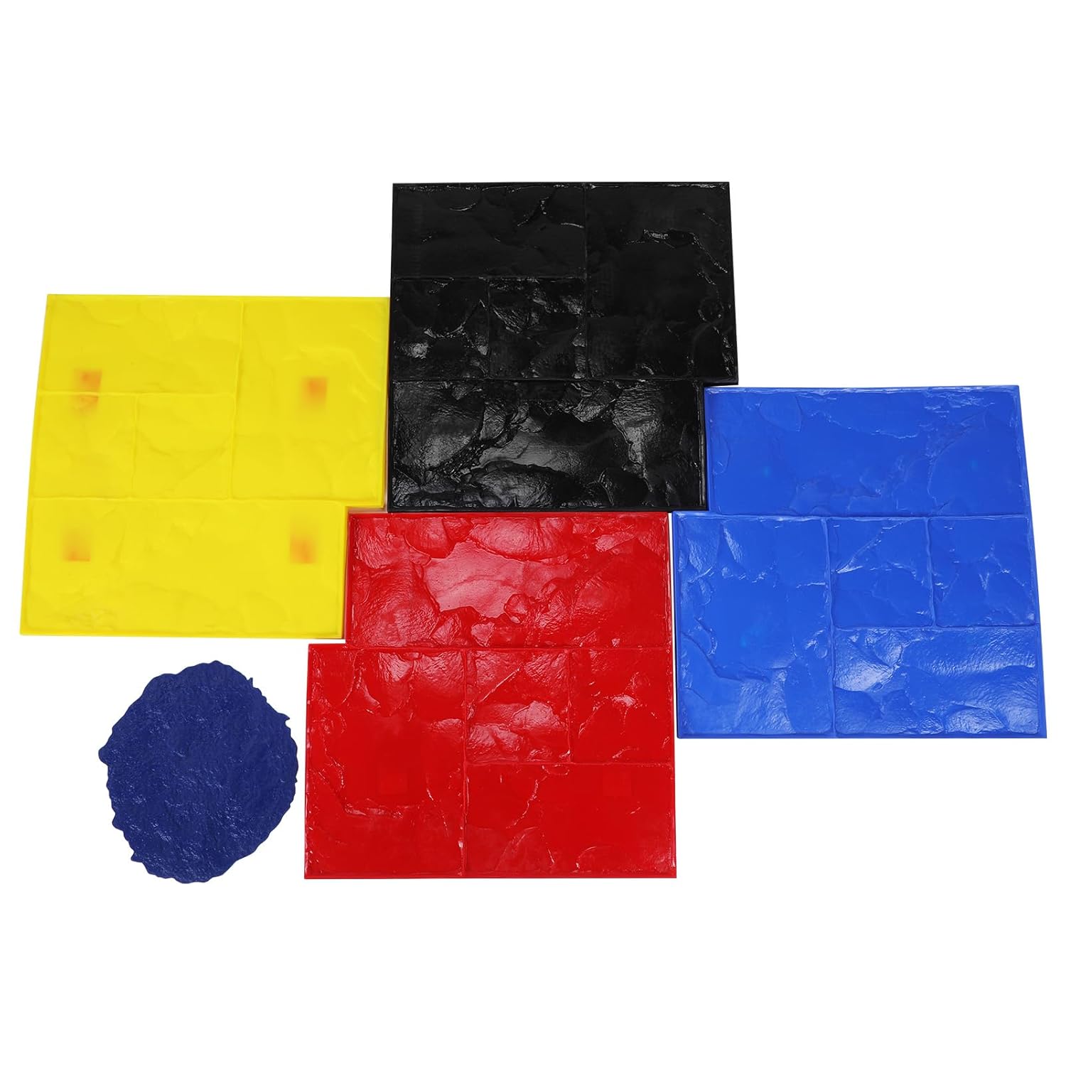 Generic 24x24in Concrete Stamps Mats Set 5 PCS Concrete Texturing Skin Decorative Tile Pattern Polyurethane Texturing Mats for Driveways and Patios