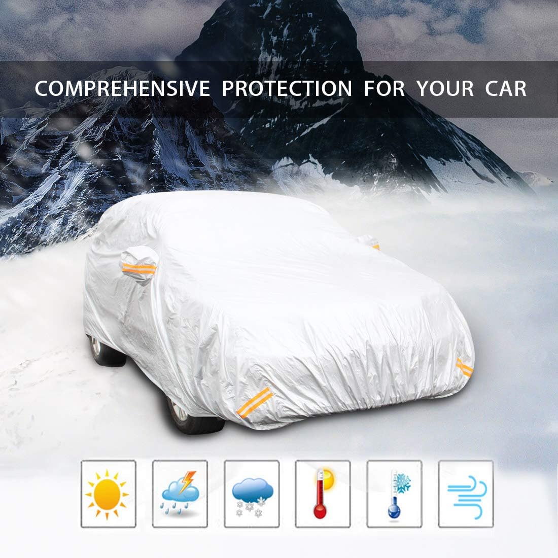 Copap Full Car Cover Nylon for Sedan Windproof Dustproof Scratch Resistant UV Protection Indoor Outdoor (XL Size up to 185")