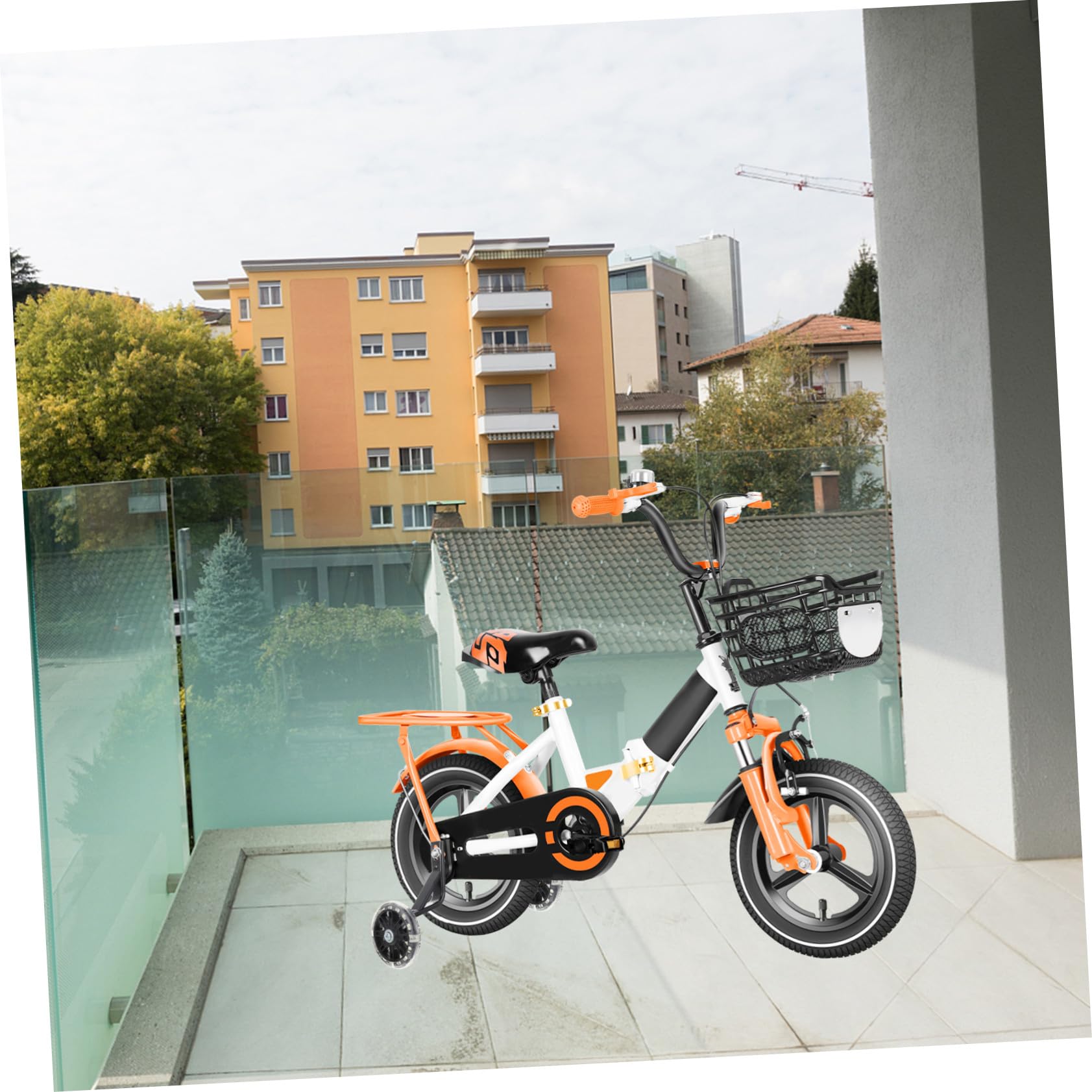 Ruote di Supporto per Bicicletta Nere per Stabilizzatori Regolabili Ruote Ausiliarie Posteriori in PU Luminescenti con Staffa in Carbonio per Bilanciamento e Sicurezza Durante