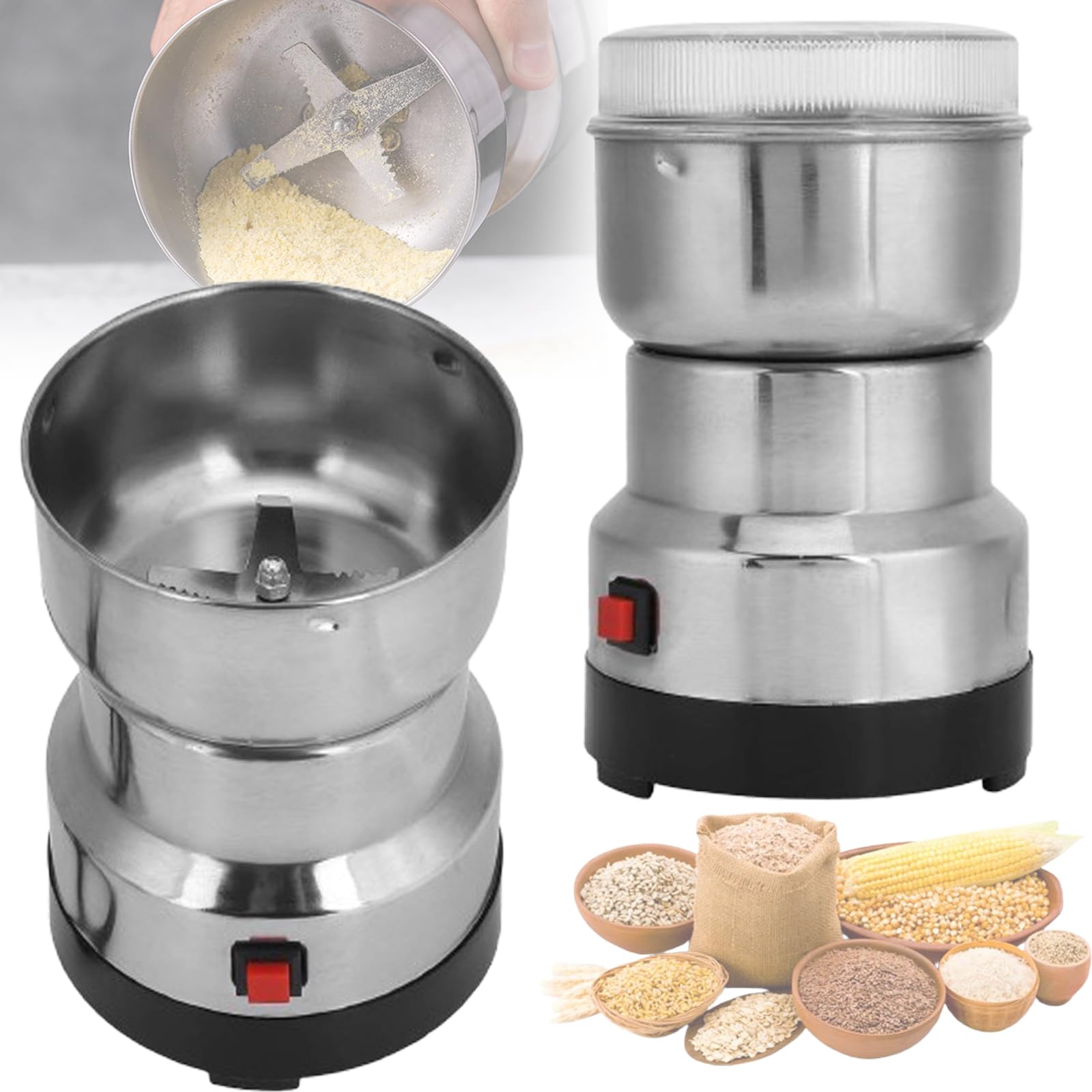 Molinillo Eléctrico De Alimentos De 150 G, Multifuncional De 150 W, Con Cuchilla De Acero De Cuatro Hojas Y Cubierta Protectora Transparente, Potencia De 550 W, Molienda Rápida, Para Granos De Café