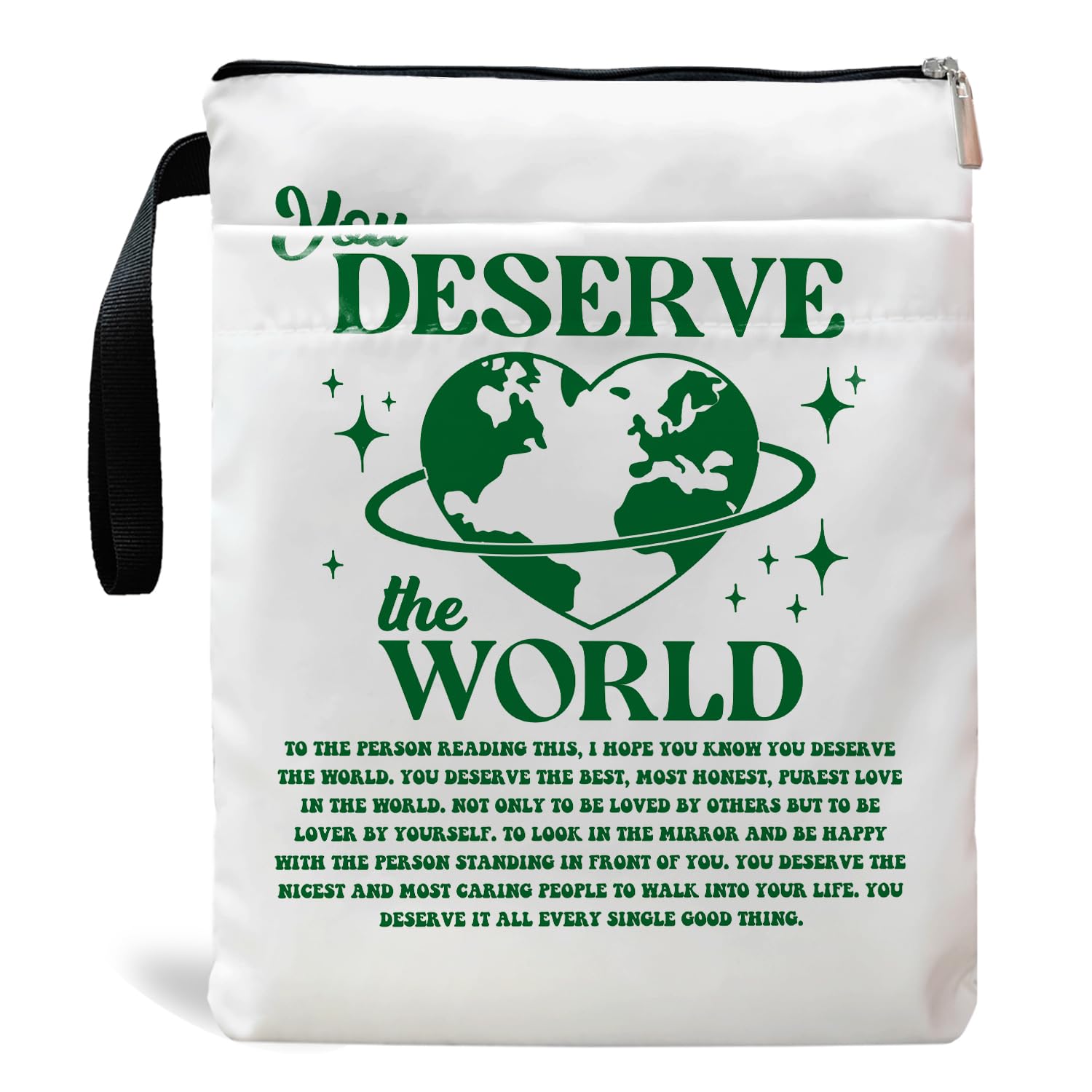 Maydvdv Book Sleeve, Book Covers for Paperback, Book Lover Gifts, Bookish Gift, Inspirational Quote Book Pouch for Girl Women 11.4 x 9.05 Inch - You