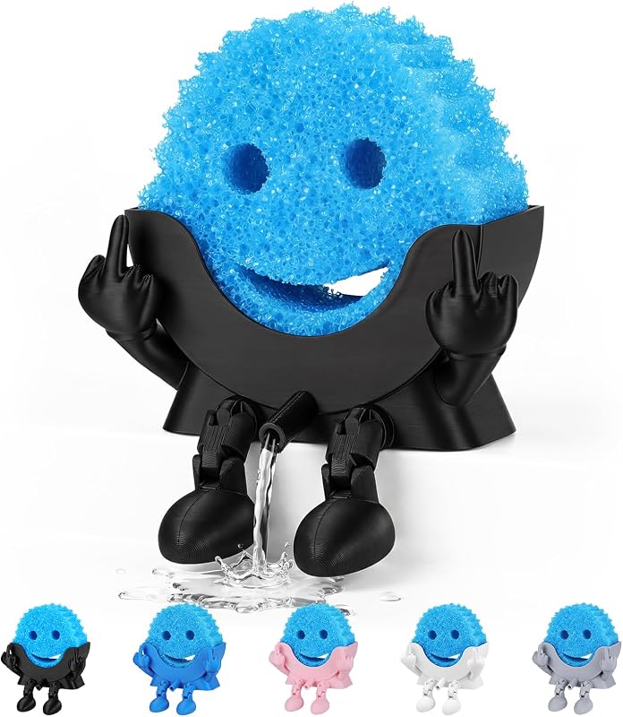 Cute Hanging Sponge Holder with Drainage | Traceless Glue | Black | Self-Draining