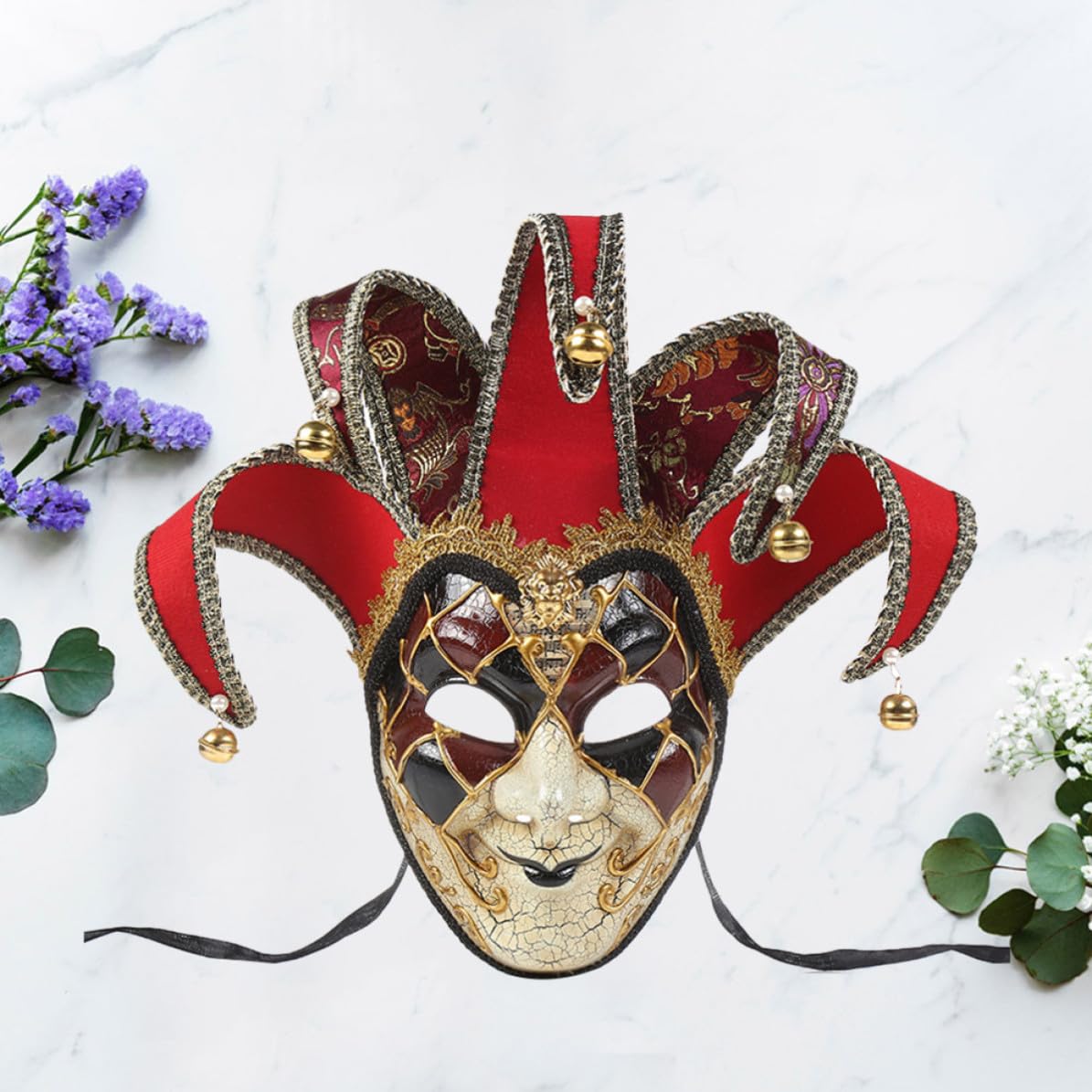 Máscara Veneciana de Cara Completa para Cosplay Diseño Vintage, Material Plástico y Tela, Cómoda de Usar para Representaciones y Exhibiciones