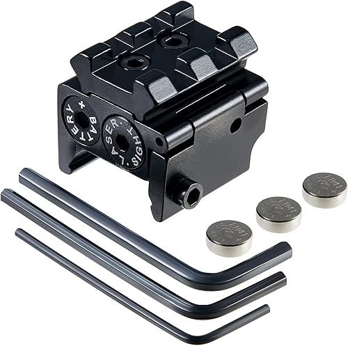 Miniatura 6 de Pinty mira con objetivo con láser rojo, impermeable, de grado militar, de bajo perfil, compacto con montura de riel y accesorios.