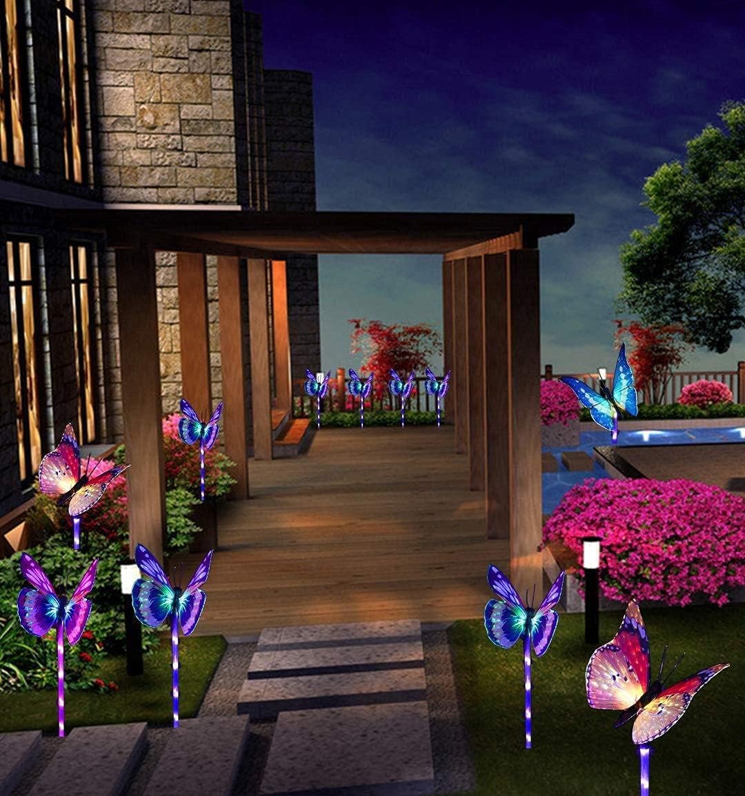 LED Fiber Optic Butterfly Light Outdoor Garden Lawn Landscape Decorative Light Solar Lights for Garden Decoration