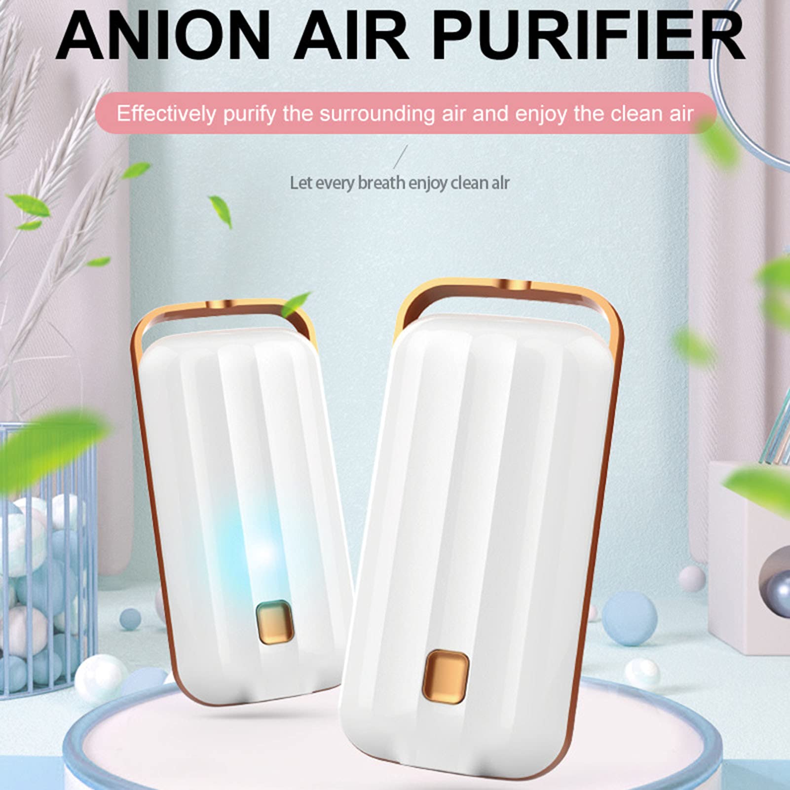 VBESTLIFE Purificatore d'aria portatile montato sul collo Collana purificatore d'aria personale portatile con funzionamento silenzioso per ufficio domestico (Bianco perla)
