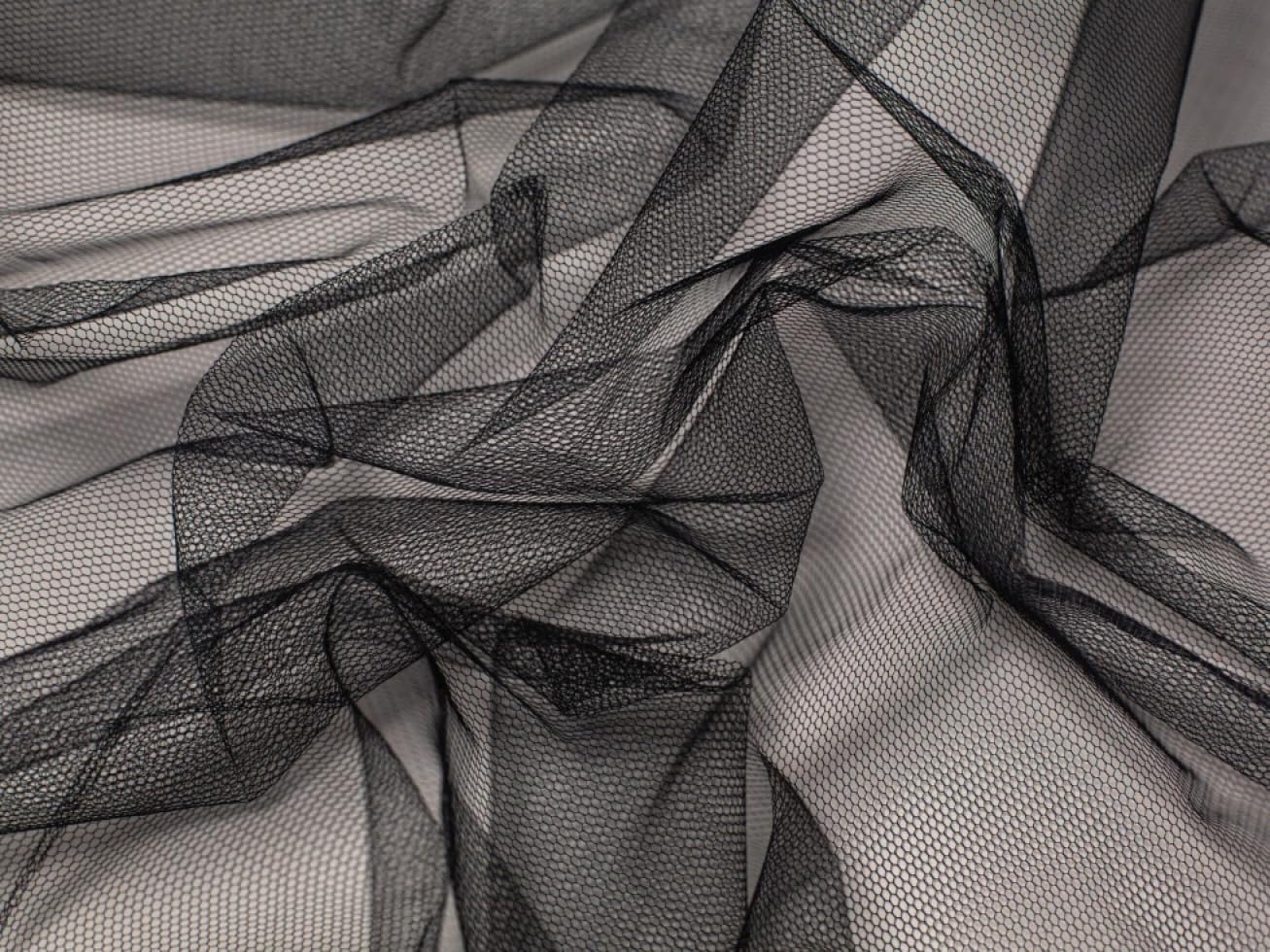 Minerva Black Dress Net Fabric - Per Metre