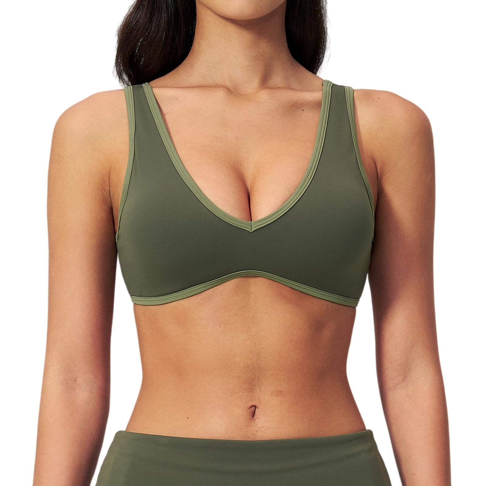 CHENSHI Sujetador Deportivo Mujer Respirable Yoga Color Bloqueo Mujeres Ropa Interior Anti-Sudor A Prueba De Choques Cultivo Top Push Up Gimnasio Fitness-Green-XL