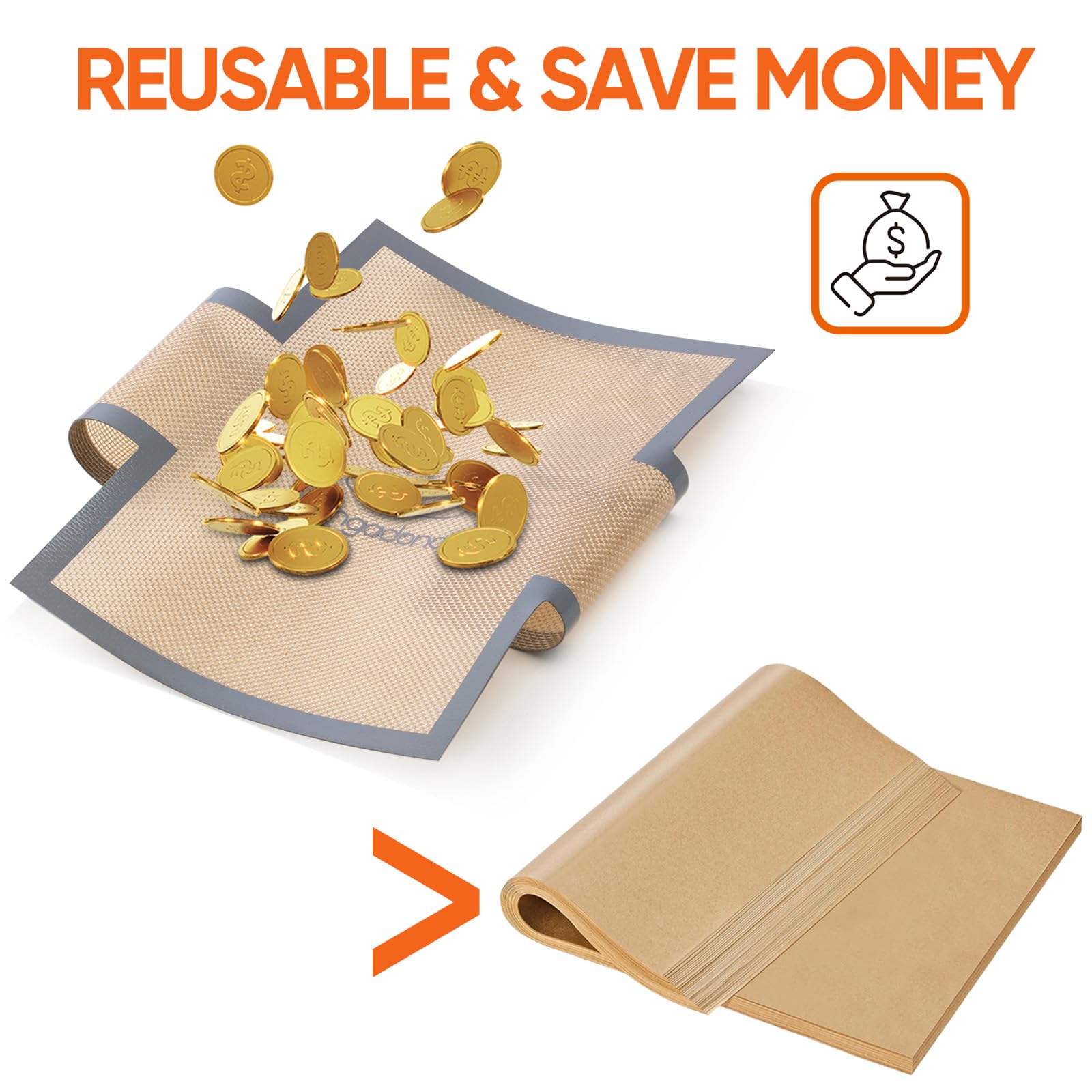 Forros de silicona para pan, antiadherente y reutilizable, paquete de 2 alfombrillas de silicona para hornear pan de 9.5 x 5 pulgadas