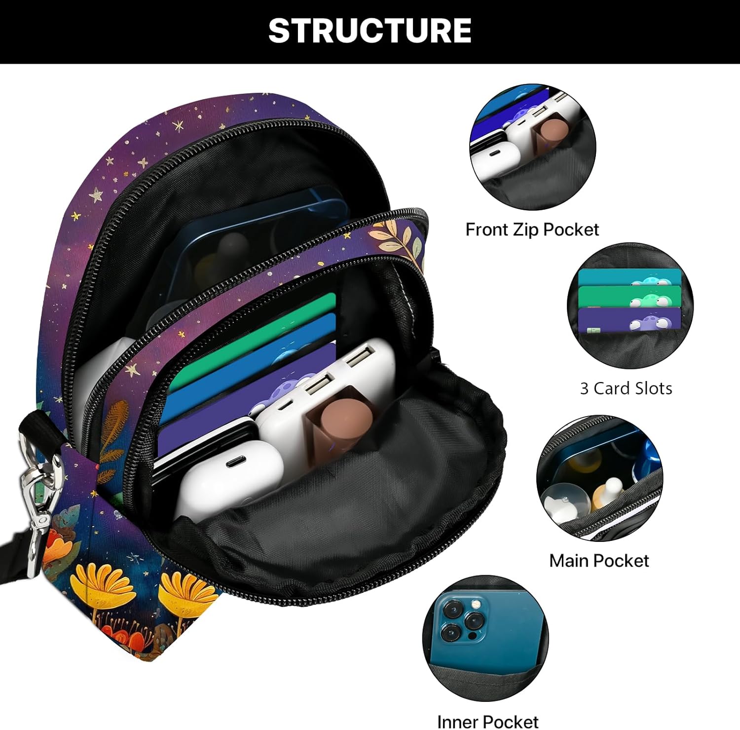 Crossbody Bags for Women Cell Phone Crossbody Bag Casual Over Shoulder Handbag Purse Lightweight with Adjustable Strap - Image 5