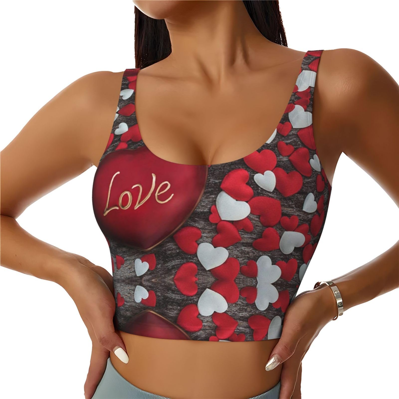 Asbwuo Unisex As Pic Valentine's Day Print Women's Sports Vest Activewear Racerback Bras Large Bust Vest Tops