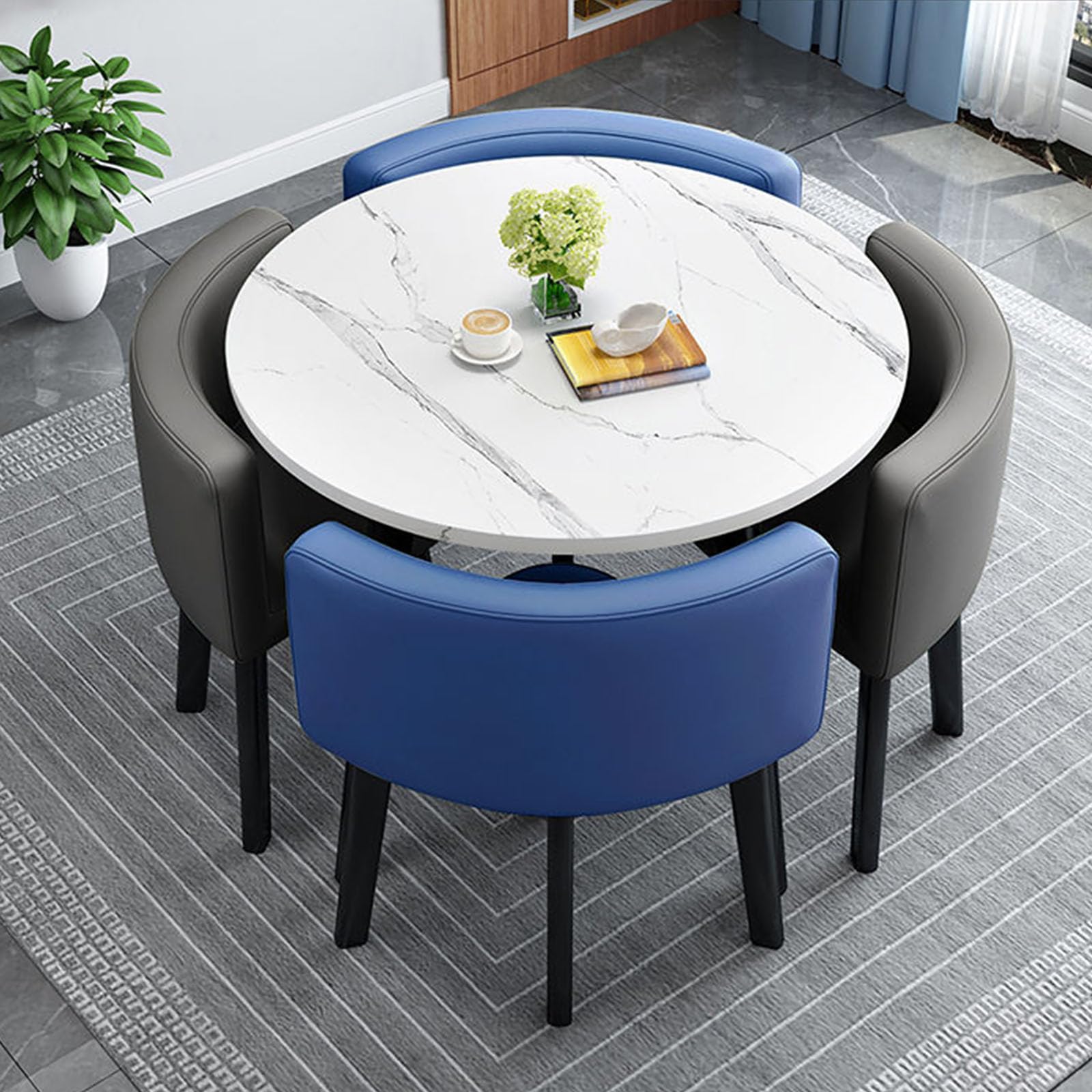 OLSKFUH Small Meeting Room Table Set 1 Table 4 Chairs - Office Conference Table, Reception Round Table, Kitchen Dining Table - Negotiation Table - Office Furniture For Meetings,J