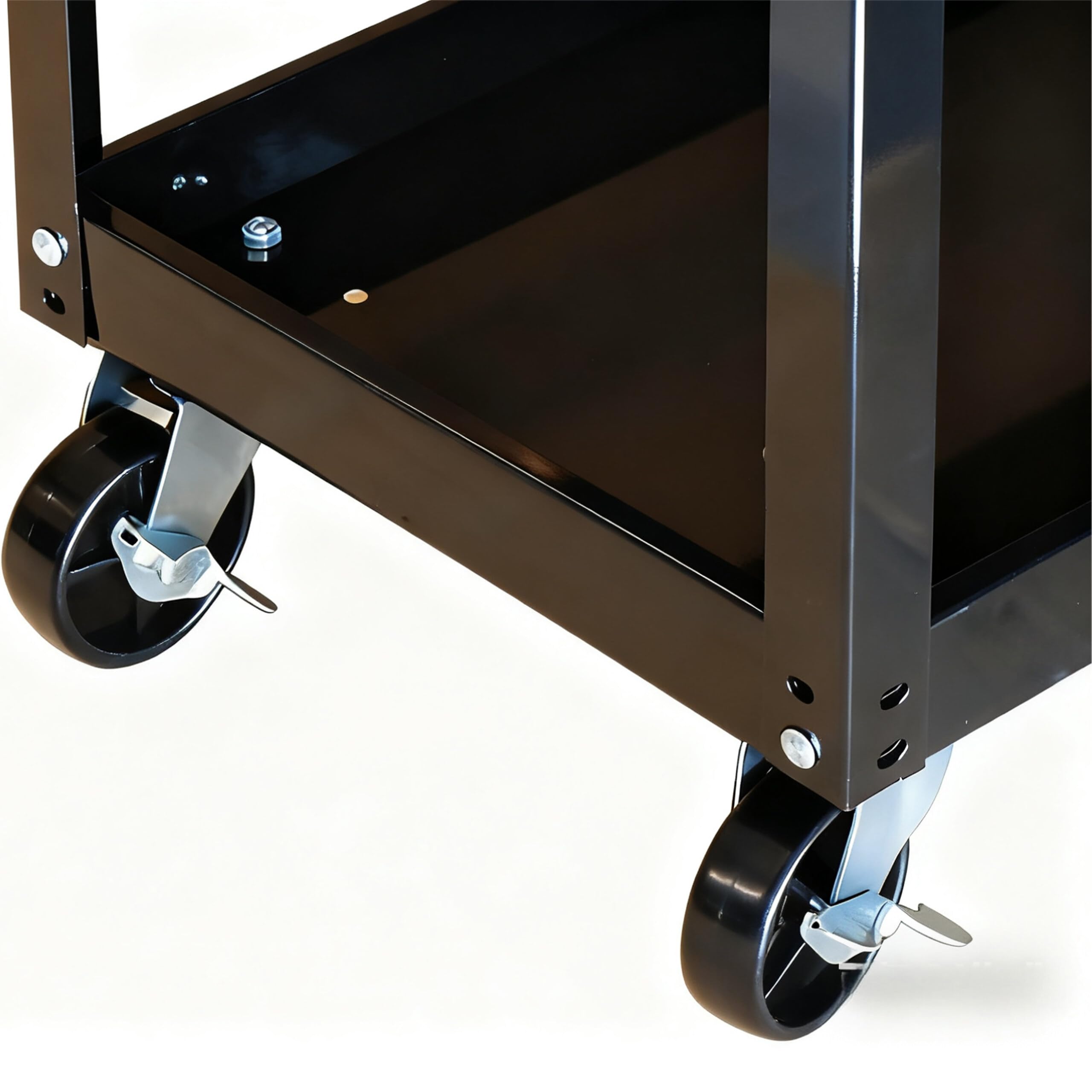 Relaxdays Werkstattwagen, Werkzeugwagen mit 3 Ebenen, mobiler Montagewagen, bis 100 kg, HBT: 76 x 35 x 78 cm, schwarz