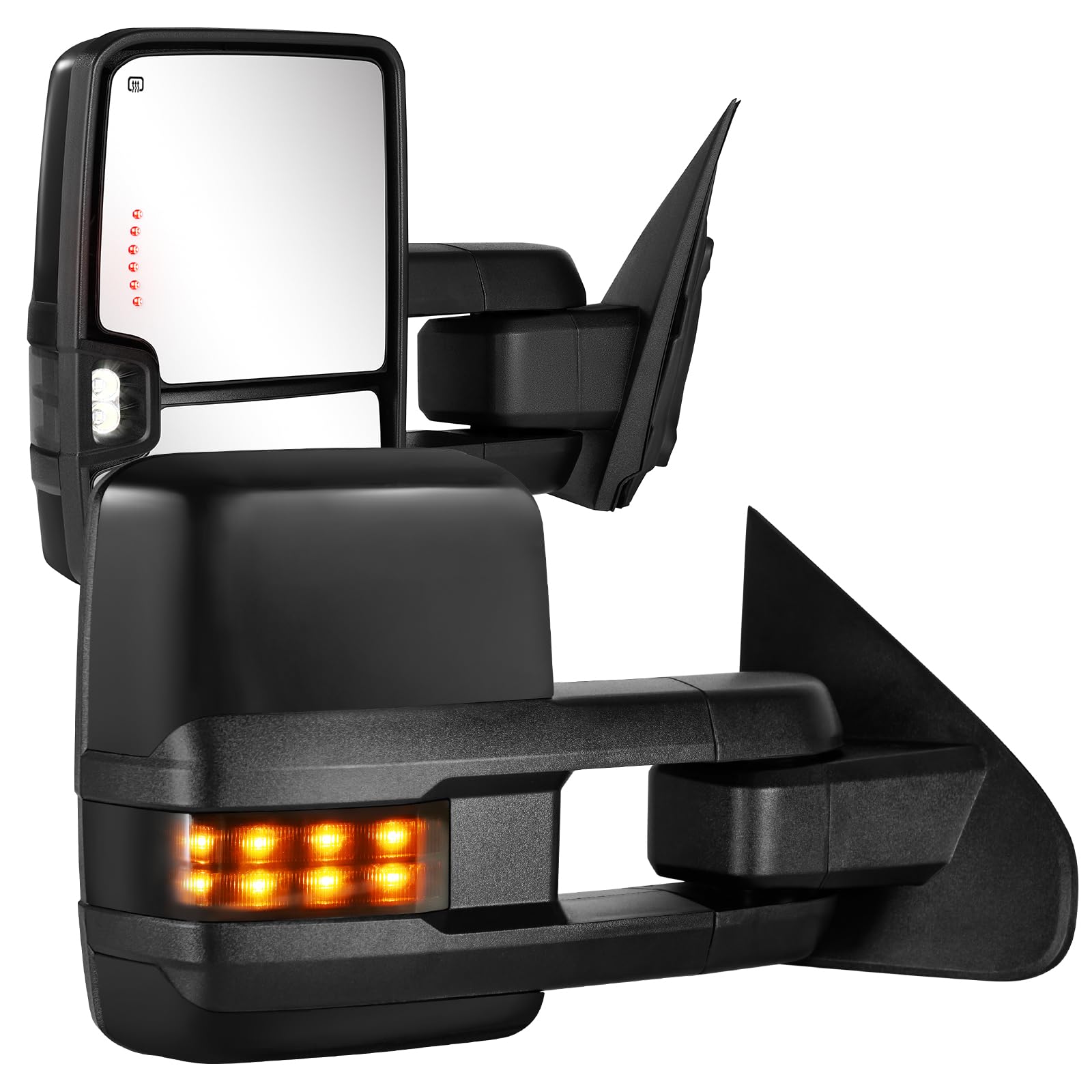 2009 Gmc Sierra 1500 Tow Mirrors Pair Of Power Heated Towing Mirrors For 2014-2018 Silverado/Sierra 1500 - Black Manual Fold 2013 Chevy Silverado 1500 Tow Mirrors - Foto 12