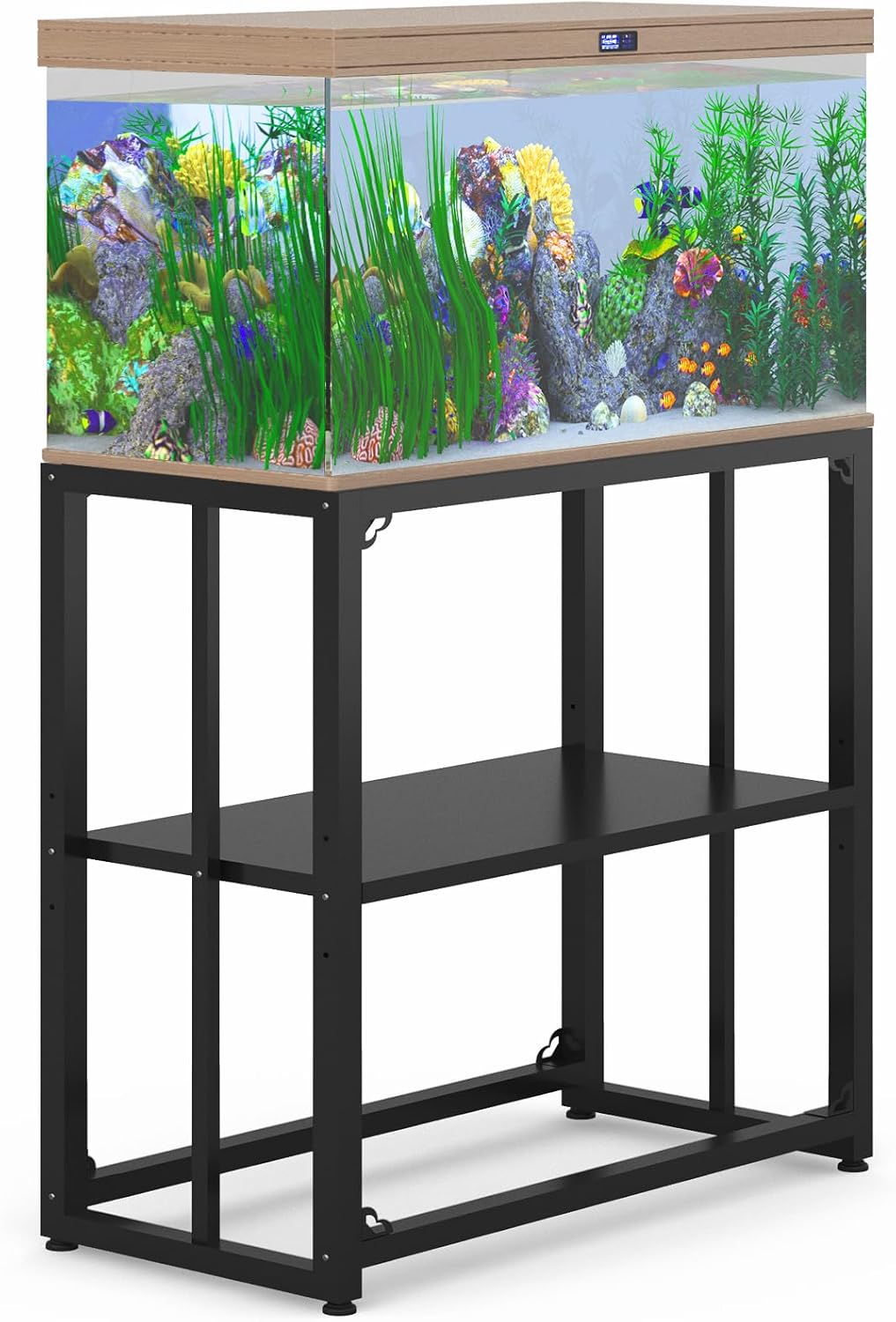 Fish Tank Stand 20-29 Gallon, Metal Aquarium Stand, 31.5" L x 16.7" W*29.1”H“ Double-Layer Storage Design, Suitable for Home and Office Use, 660LBS Capacity, Black (Tank not Included)