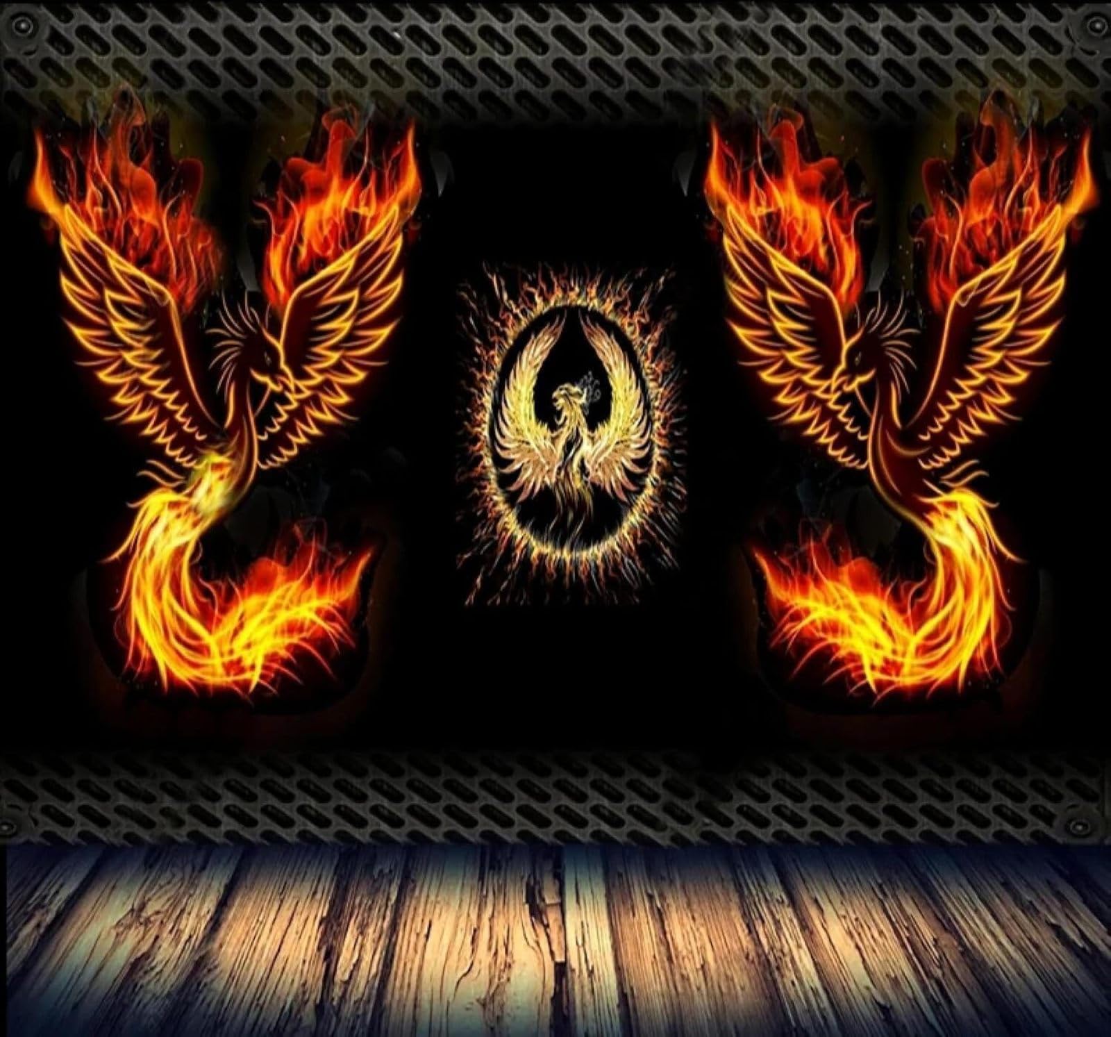 XLMING Abstract Retro Nostalgic Flames Phoenix 3D Wallpaper Silky Texture Home Study Office Grey Dining Room Sofa Bedroom Living Room TV Backdrop-400cm×280cm
