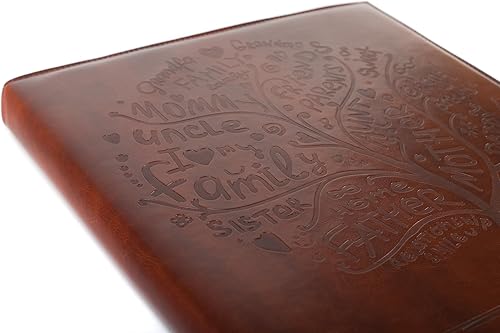 Miniatura 2 de Red Co. Álbum de fotos familiares de piel sintética marrón con árbol en relieve, capacidad para 500 fotografías de 4 x 6 pulgadas