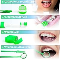 Vista 4 de Annhua Juego de 8 piezas de cuidado de ortodoncia para aparatos ortopédicos, kit de herramientas de limpieza de dientes con cepillo interdental