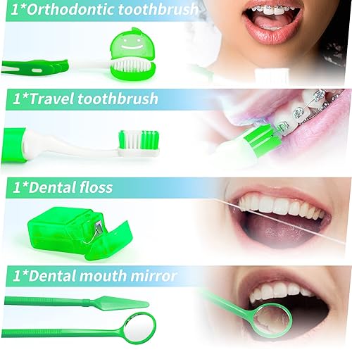 Miniatura 4 de Annhua Juego de 8 piezas de cuidado de ortodoncia para aparatos ortopédicos, kit de herramientas de limpieza de dientes con cepillo interdental,