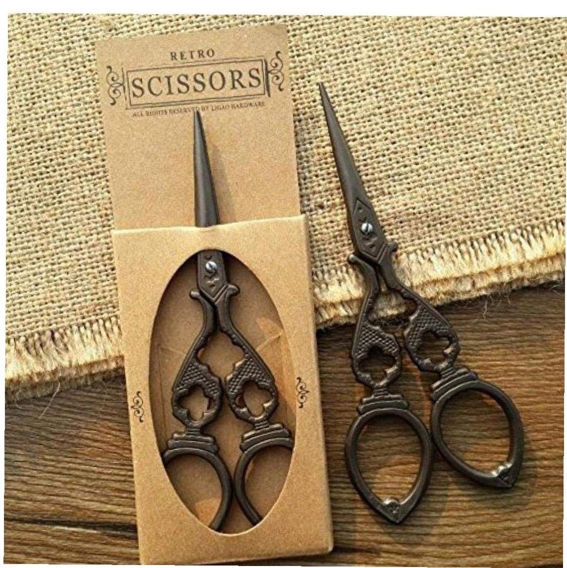 Bongles Silver Vintage Sewing Scissors Stainless Steel Vacuum Titanium Cross Stitch Sewing Antique Stitch Sewing Embroidery Scissors