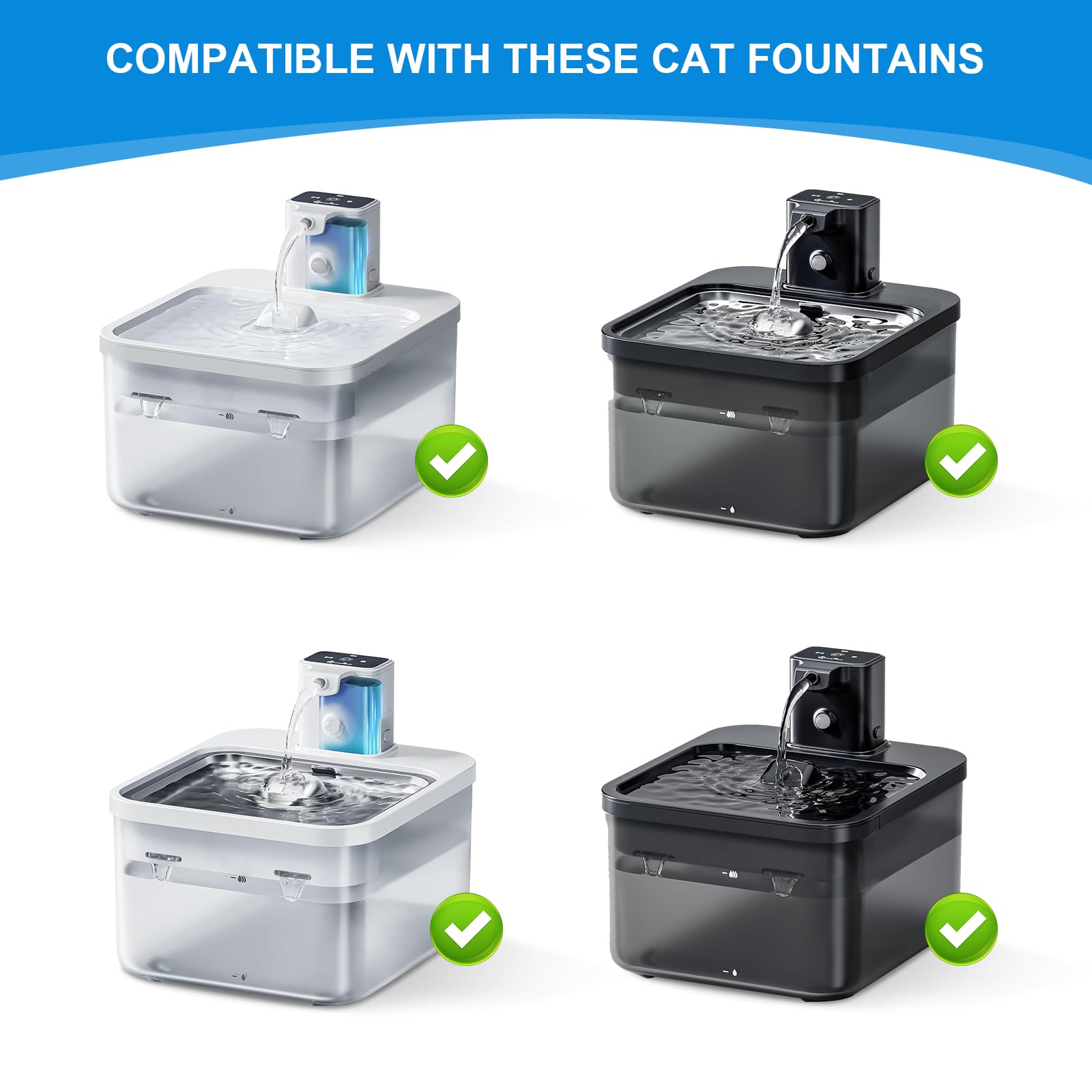 Bravelk Water Fountain Filters For DownyPaws Cat Fountain - 6 Pack Replacement Filters With Sponges