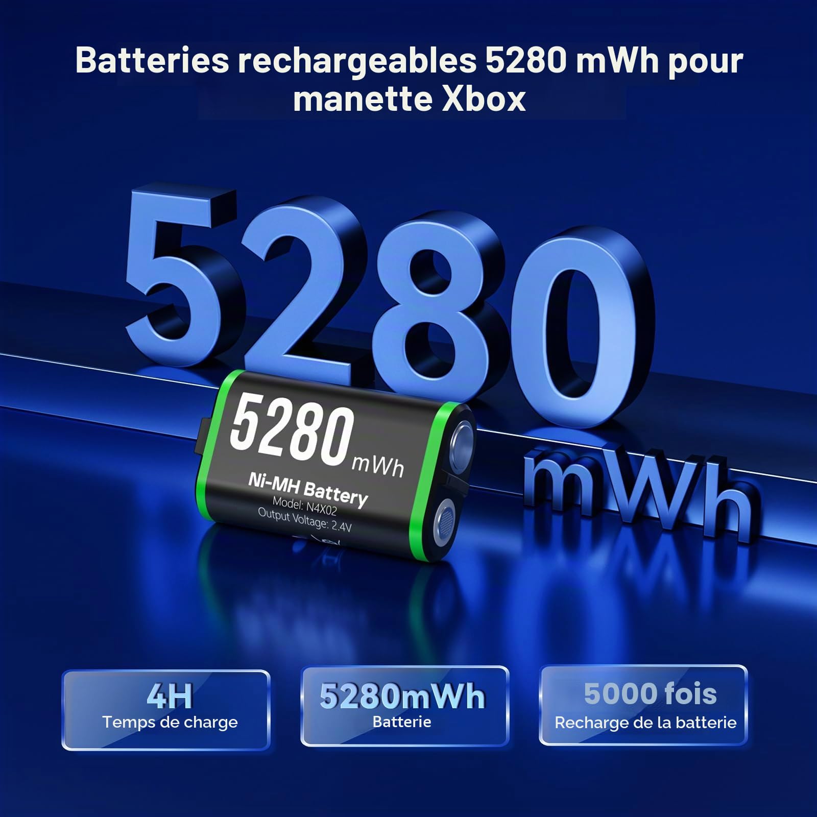NEWDERY Station de Charge Unique pour Manette Xbox, Batterie Rechargeable de 5280 mWh, Charge Rapide en 4 Heures, Fonction de Rangement à Domicile, Compatible avec Les manettes Xbox One/Series X|S