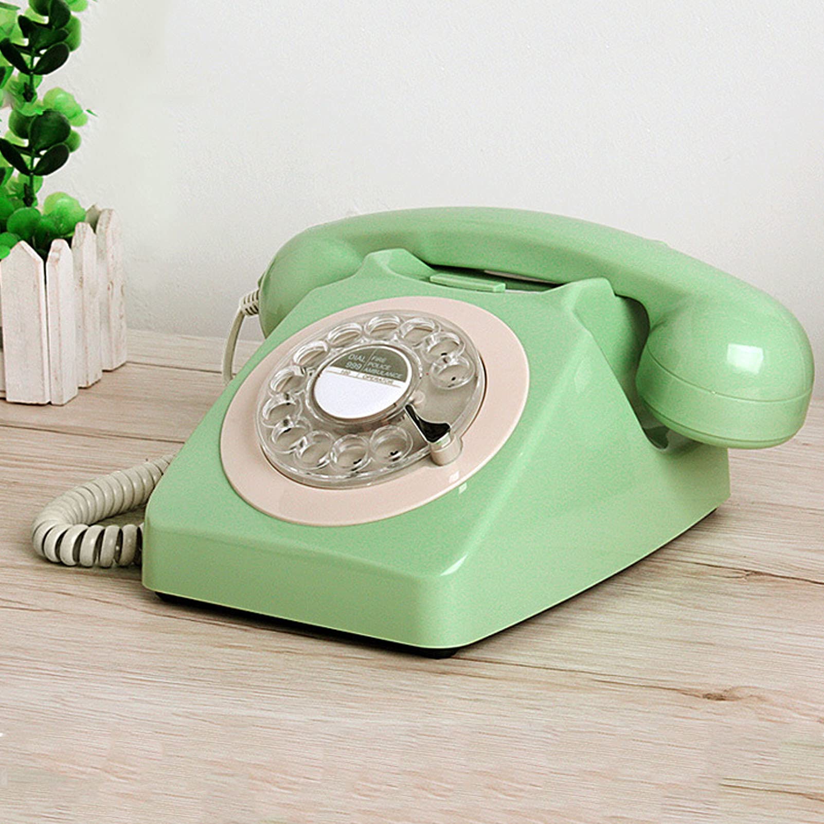 Teléfono Retro Teléfono Retro, Teléfono Fijo con Cable, Teléfono/Teléfono Fijo/Teléfono con Cable para El Hogar/Hotel, Auricular con Cable En Espiral con Marcación por Botón