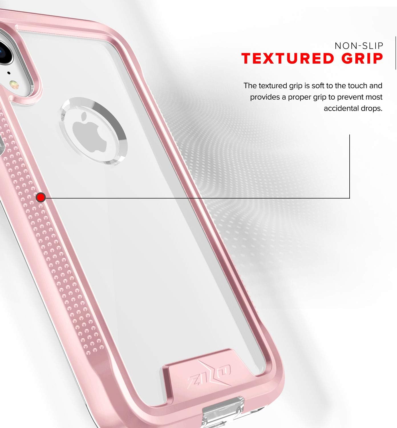 ZIZO ION Series for iPhone XR Case Military Grade Drop Tested with Tempered Glass Screen Protector Rose Gold Clear
