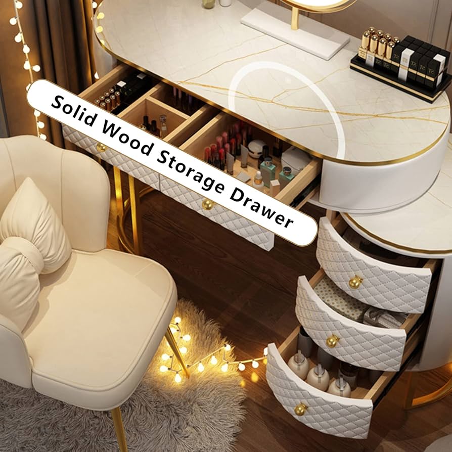 ライト ミラー付き メイクドレッサー ユアサプライムス.com｜ドレッサー LEDライトとスツール付き