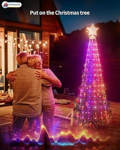 Miniatura 4 de Árbol de Navidad iluminado para exteriores de 6.9 pies para patio, árbol de Navidad con cono preiluminado con luces, 2 modos de bricolaje, más de 40