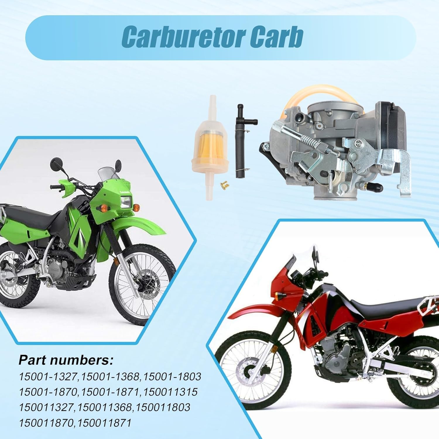 XQSMWF Carburetor carb Compatible With Kawasaki KLR650 1987-2007 Compatible With Kawasaki KLX650 1992-1996#15001-1327