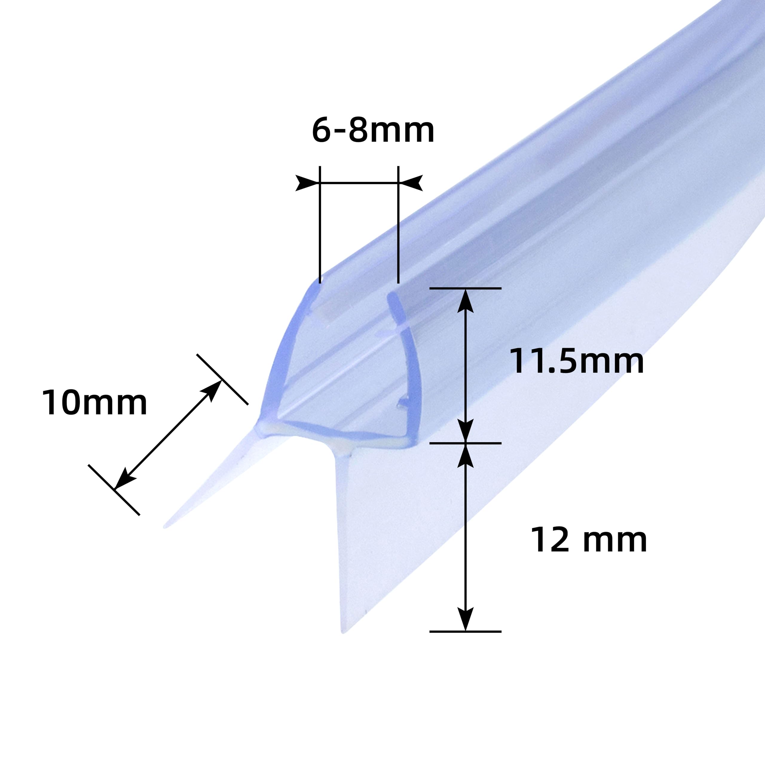 DOPPOSO Curved Shower Seal 2 x 100 cm Replacement Seal for 6 mm / 7 mm / 8 mm Glass Thickness Pre-Curved Shower Door Seal Splash Guard for Bath and Round Shower Quarter Circle Shower - Image 2
