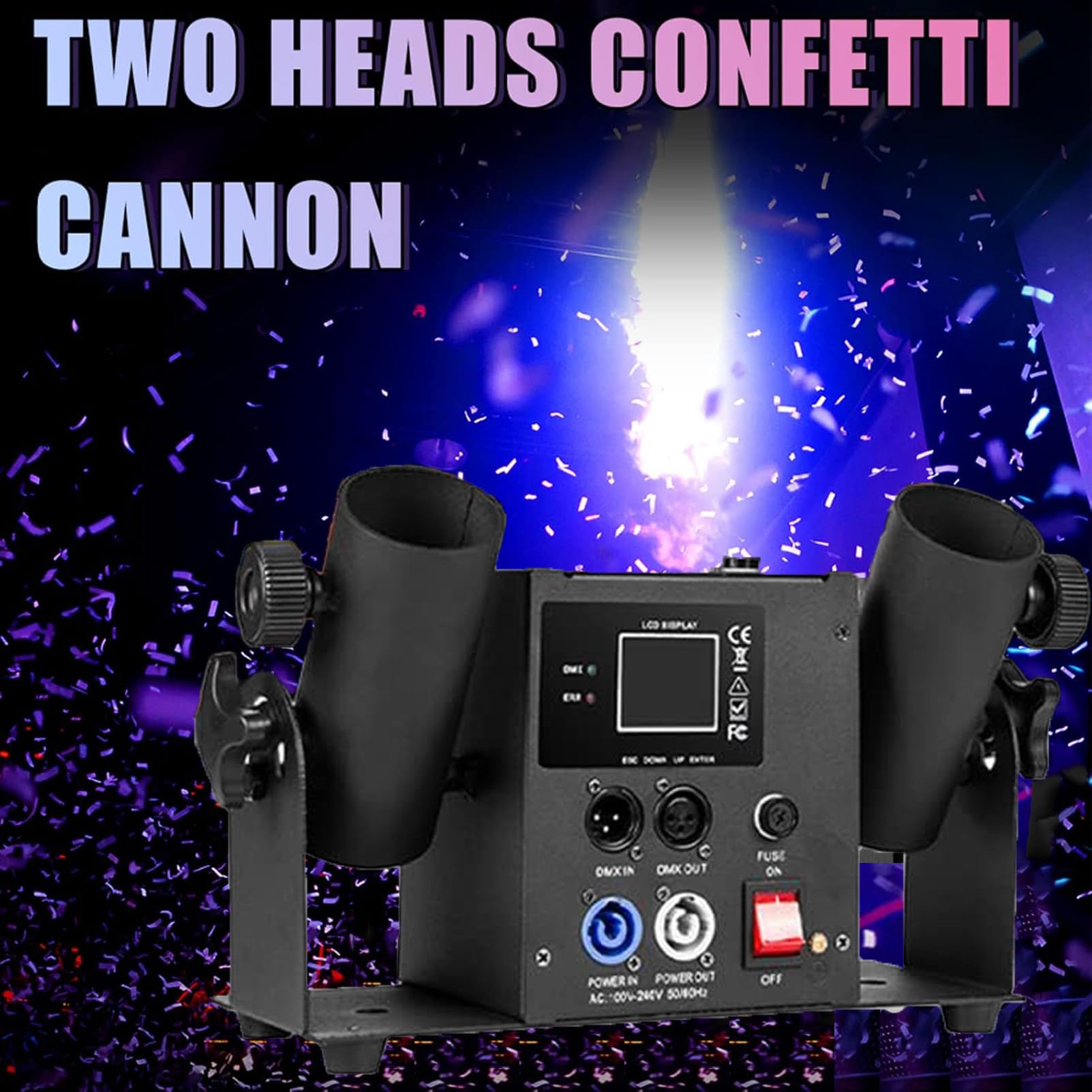 Máquina lanzadora de cañones de confeti Máquina lanzadora de cañones de confeti Doble - Profesional con control remoto, para conciertos Escenario Bodas Fiestas