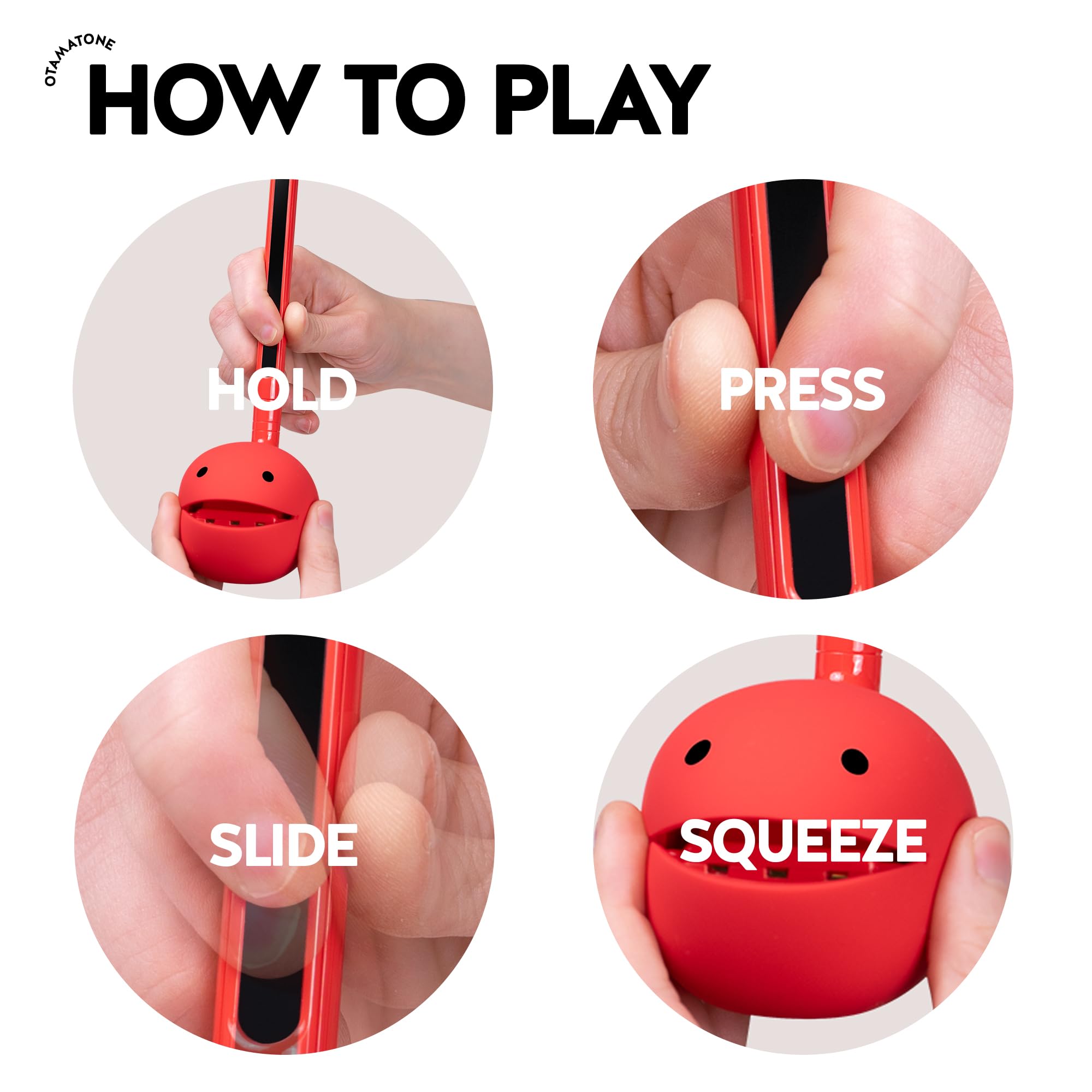 Otamatone Japanese Electronic Musical Instrument Portable Music Synthesizer from Japan by Maywa Denki Studio, Award Winning, Educational Fun Gift for Children, Teens & Adults - Red