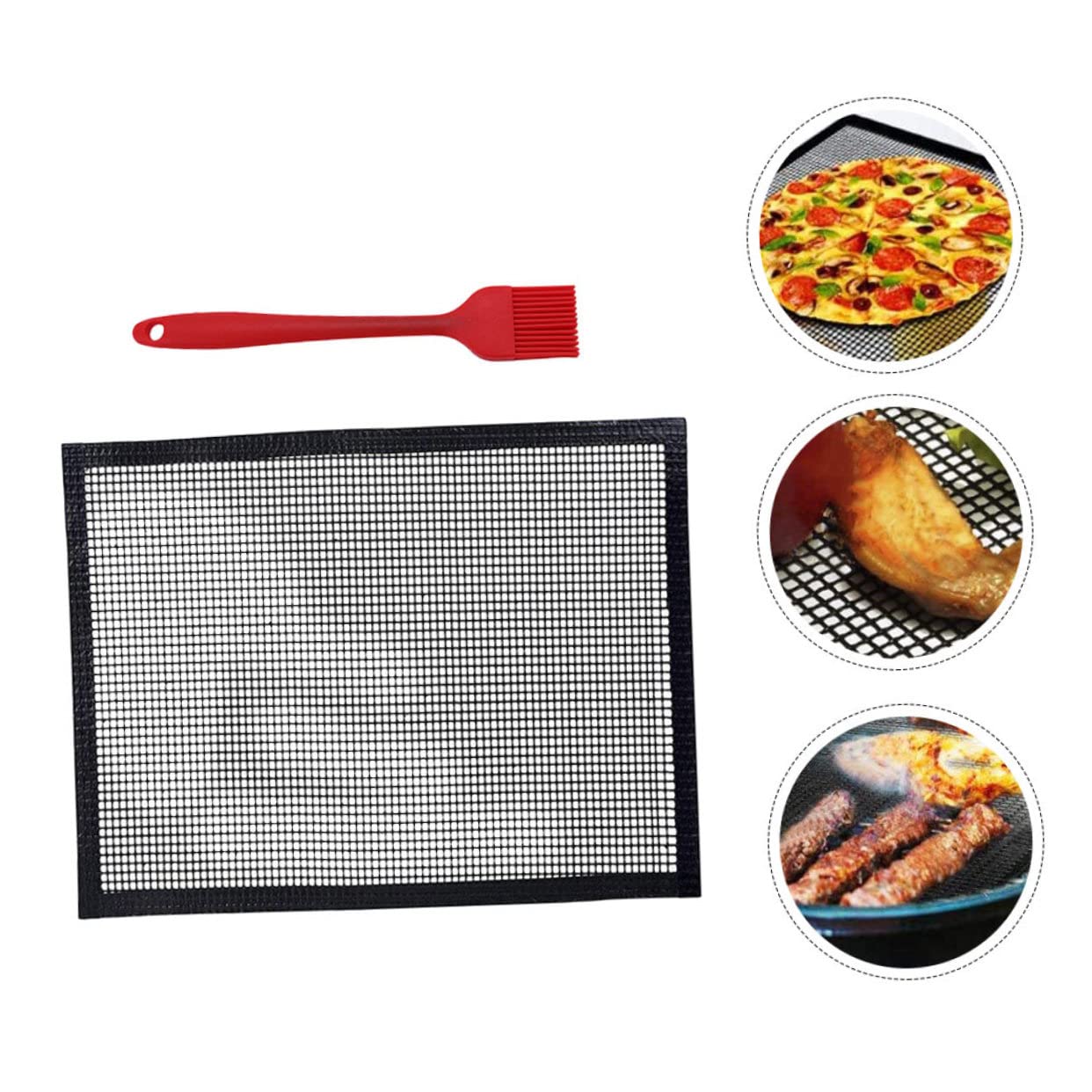 TOYANDONA 2 Piezas Rejilla de Malla a la Parrilla Cesta transatlántico Neto Esterilla Barbacoa Reutilizable Parrillas Estera de Rejilla de Barbacoa Estera para Hornear Fibra de Vidrio Black
