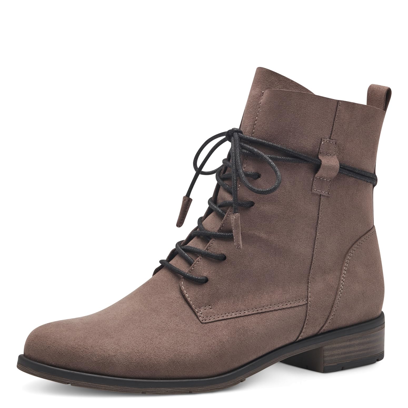 MARCO TOZZI Women's 2-25112-41 Lace Boot Flat, Pepper, 3.5