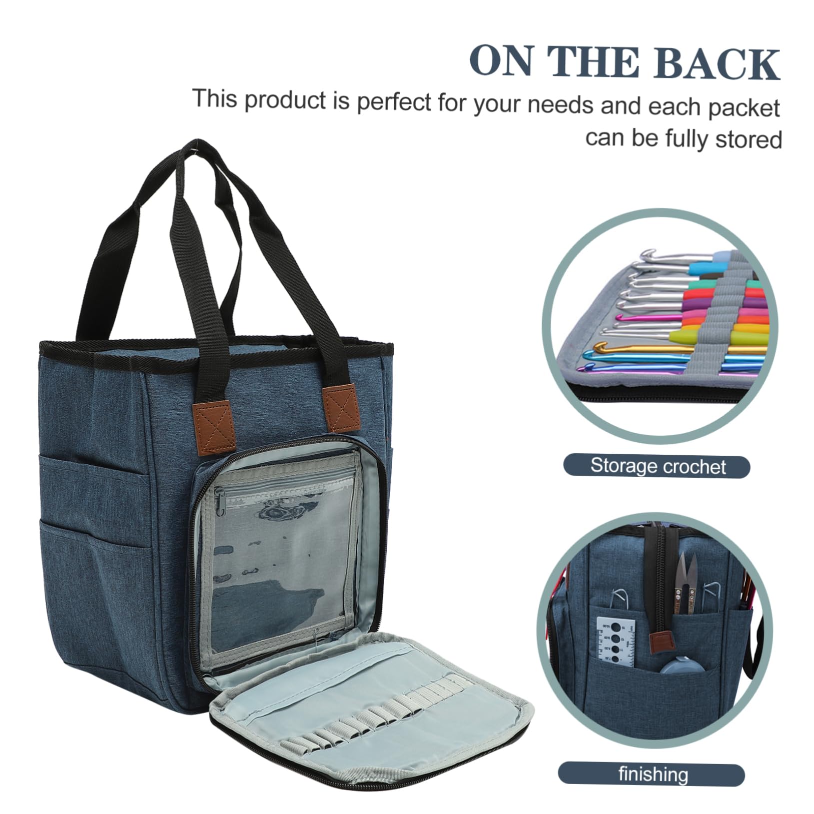 Anneome Garnstricktasche aus 600d Oxford Gewebe Leicht Blau für Stricknadeln und Kreuzstich Satz Praktisch für Handarbeiten