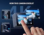 WOLFANG GA300 Action Camera 4K 60FPS 24MP Waterproof 40M Underwater Camera EIS Stabilization WiFi Wide Angle Helmet Camera (External Microphone, Remote Control, 2x1350mAh Batteries and Accessory Kit)