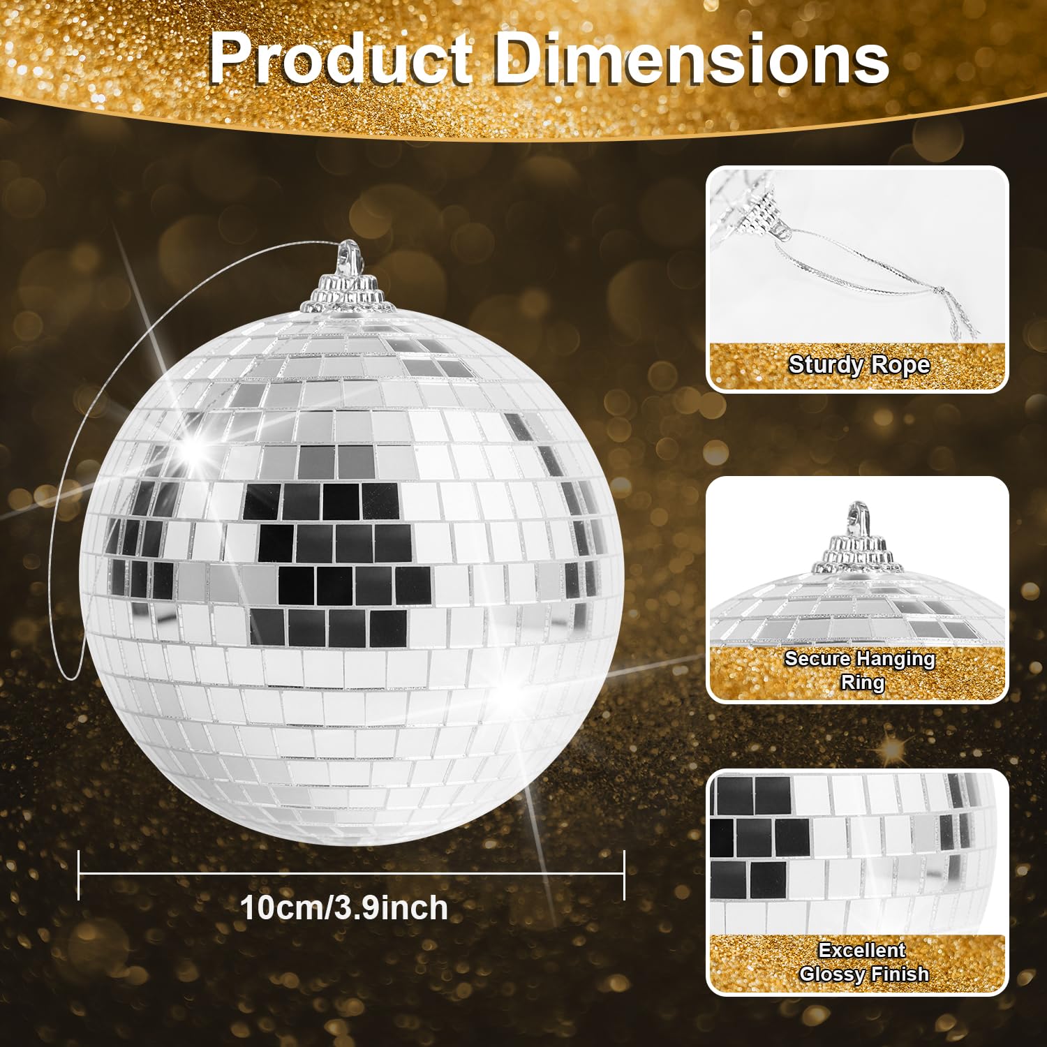 10 Pieces 10 cm Disco Ball, Silver Hanging Mirror Balls, Party Decorations, Disco Ball - Image 2