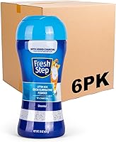 Fresh Step Charcoal Litter Box Odor Eliminator Powder 15oz 6-Pack - Absorbs Strong Cat Litter Smells for Fresher Homes