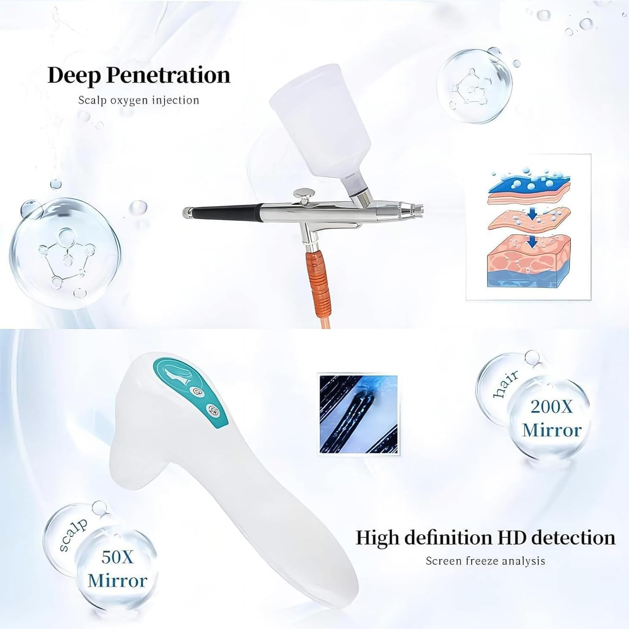 Macchina analizzatore di cuoio capelluto per la pelle/capelli professionale-Rilevatore di microscopio digitale 7 in 1 per diagnosi follicolo/acne/psoriasi, salone spa e dermatologo