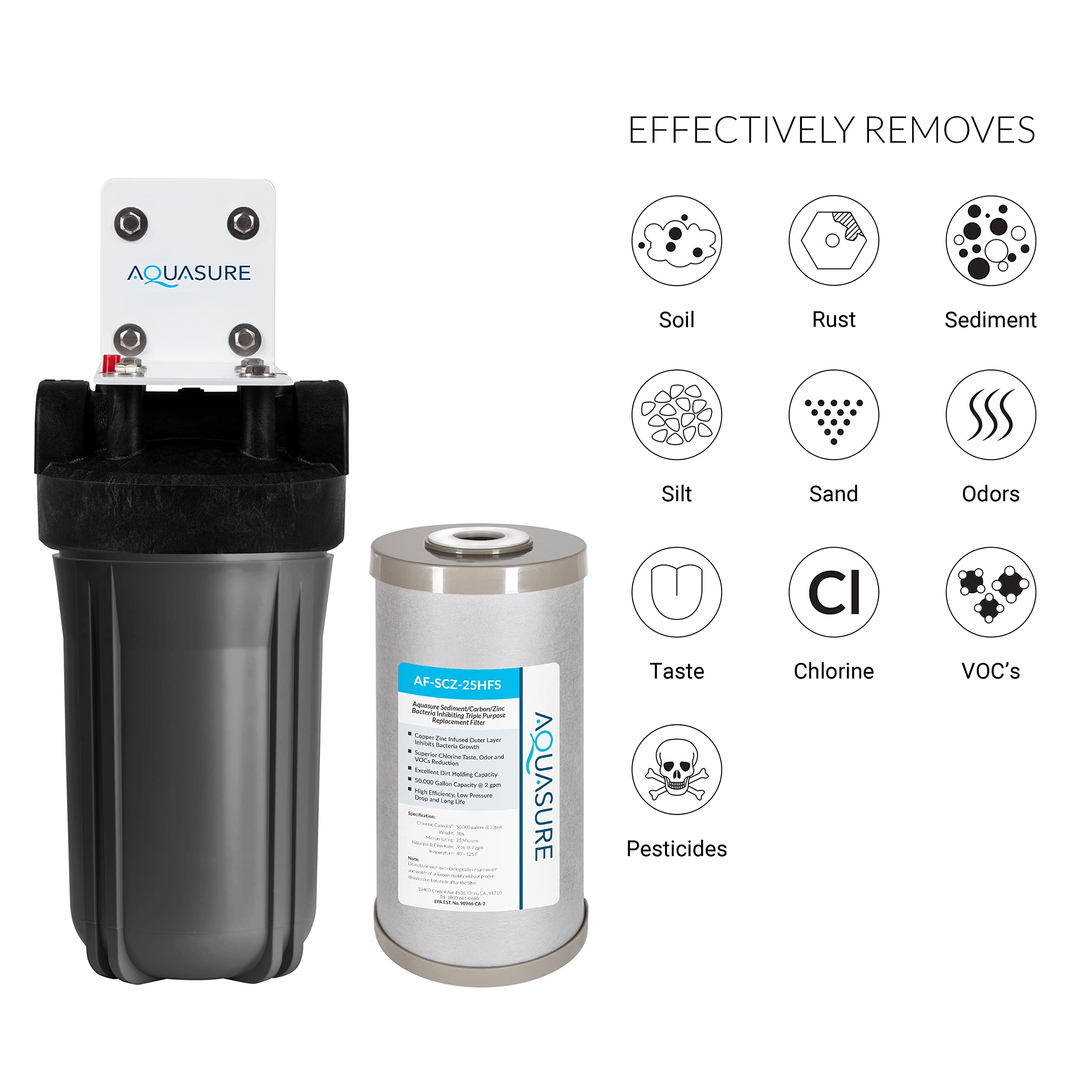 Fortitude V2 Series Triple Purpose Sediment/Carbon/Zinc Bacteria Inhibiting Water Treatment Filter - Small Size