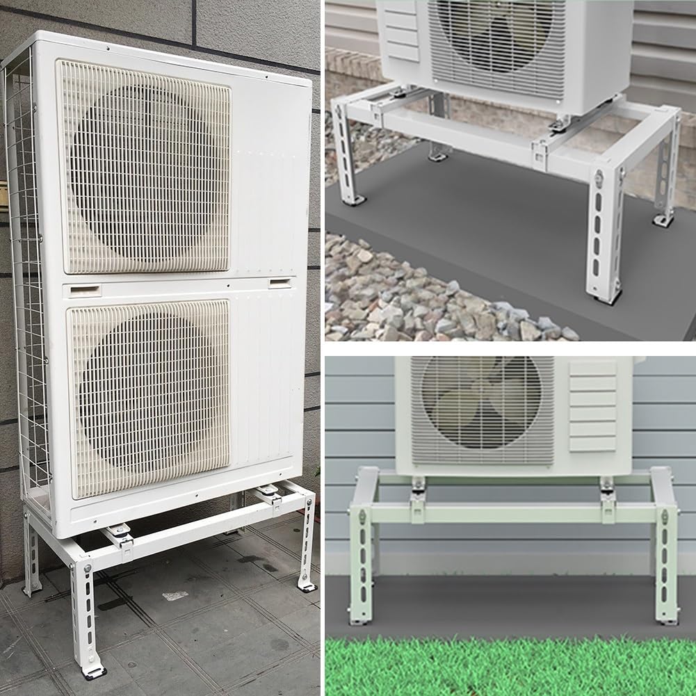 Wytrzymały uchwyt podłogowy do mini klimatyzatora Split, regulowany uniwersalny uchwyt skraplacza do systemów pomp ciepła, biały, 80 x 40 x 60 cm, trwały uchwyt do jednostek zewnętrznych