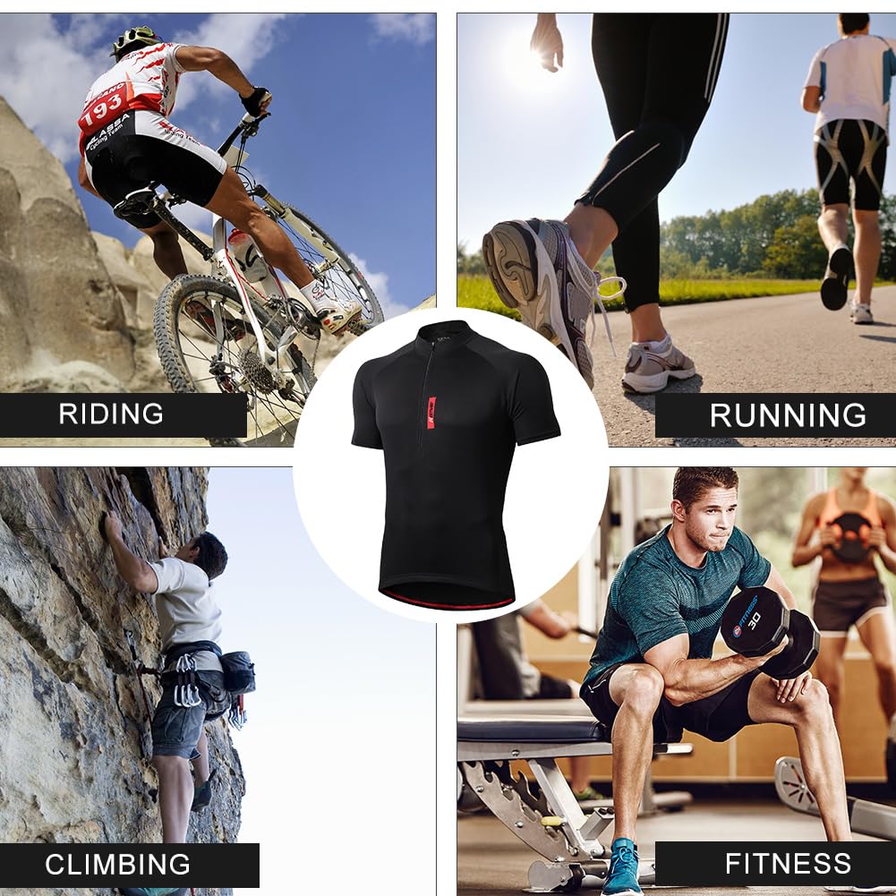FEIXIANG Maillot Cyclisme Homme, Manche Courte Tenue Maillot T-Shirt Cycliste Respirant Séchage Rapid Vélo
