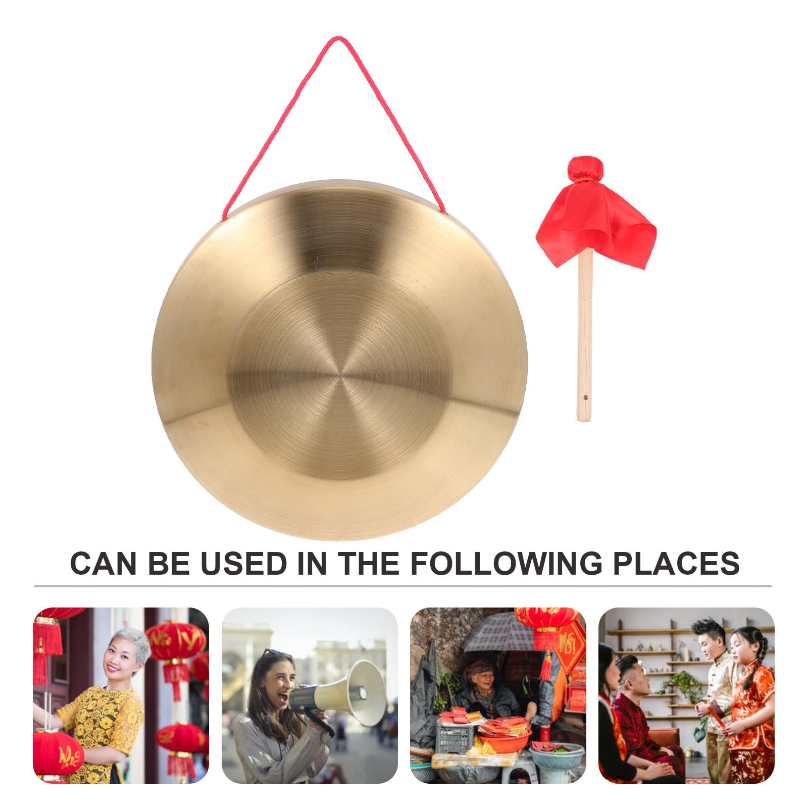 Ciieeo Gong a Mano Strumento Percussione Cinese Tradizionale con Martello in Lega di Rame e Acciaio Stili multipli Set Suono Puro e Impugnatura Confortevole Stili multipli per Ragazzo Ragazza