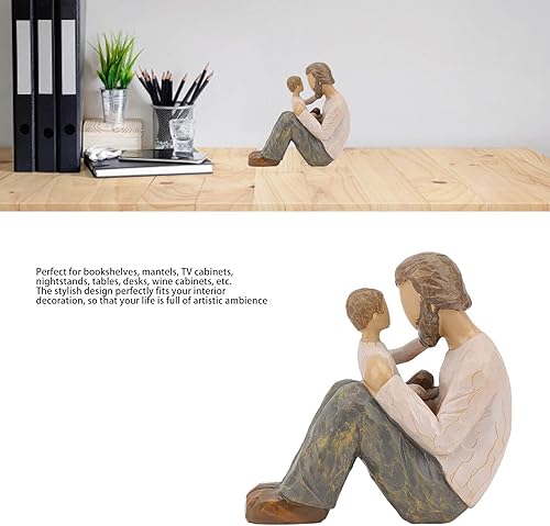 Miniatura 2 de Figura esculpida pintada a mano, estatua de resina de padre e hijo, aspecto realista, escultura de adorno resistente, artesanía para el hogar,