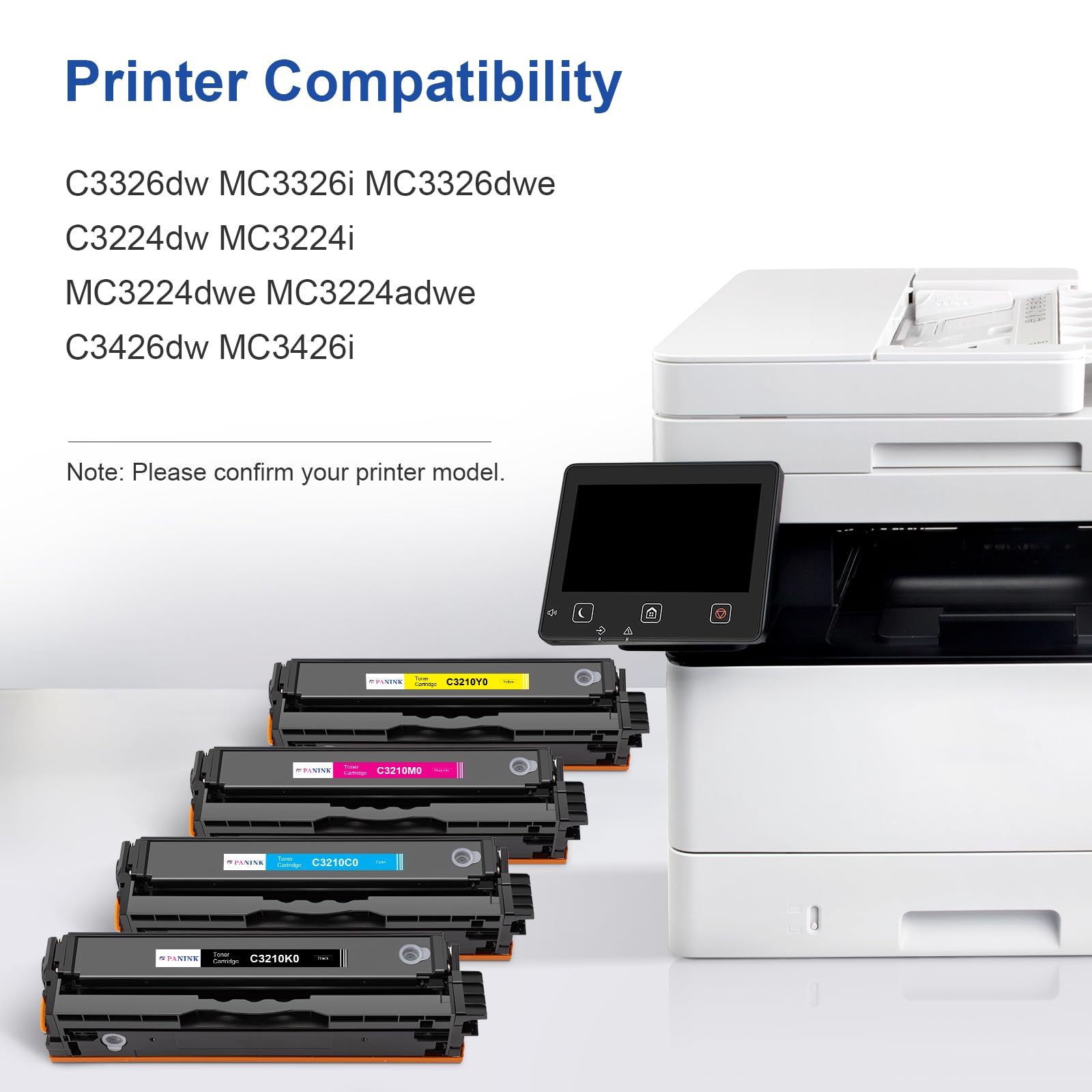 Lot de 4 cartouches de toner de rechange pour Lexmark C3210C0 C3210K0 C3210M0 C3210Y0 pour imprimante Lexmark C3224 C3326 C3426 MC3224 MC3326 MC3426 avec puce